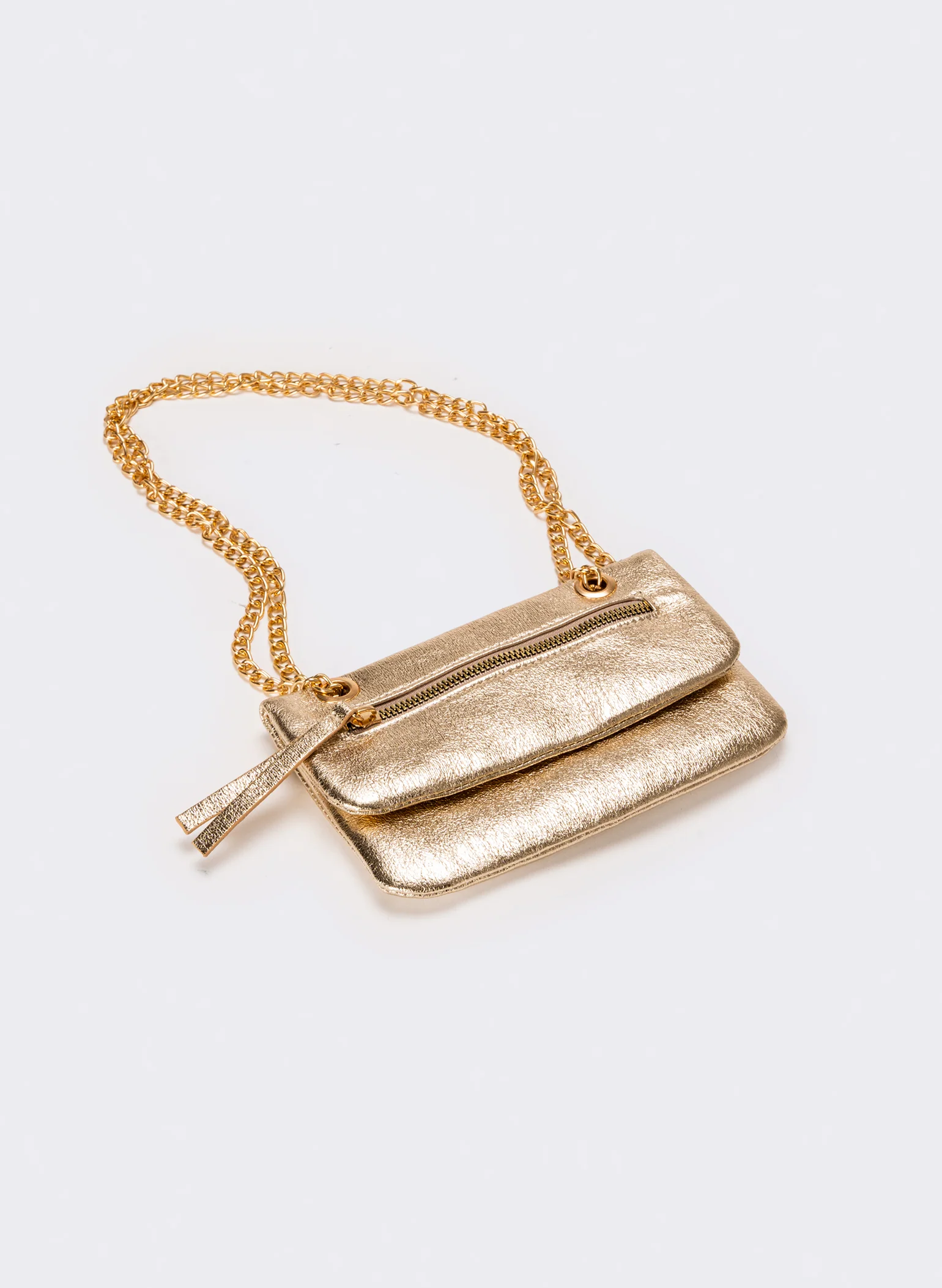 Portafogli donna con patta e tracolla - Oro - Image 2