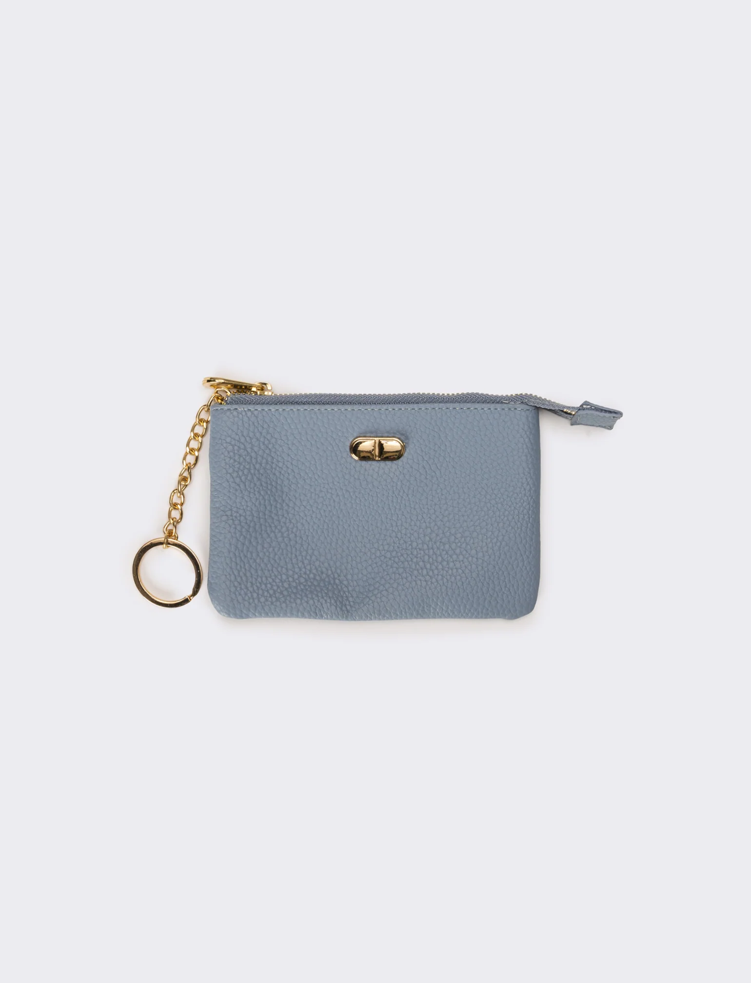 Portafogli donna con zip e portachiavi - Denim