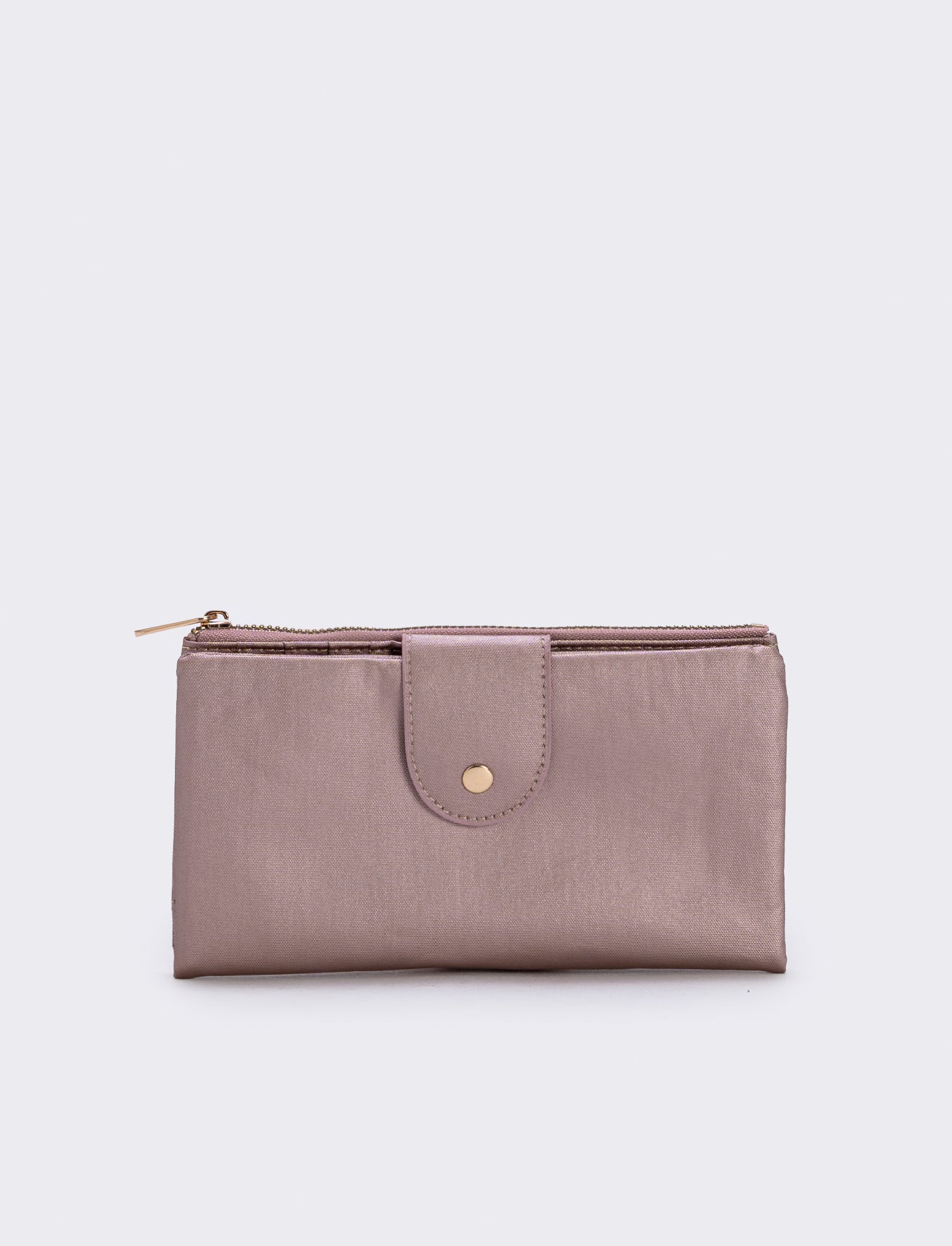 Portafogli grande con zip e bottone - Rosa