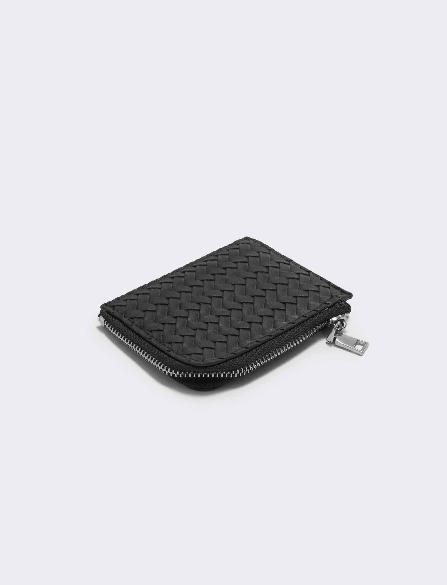 Portafogli intrecciato con zip elegante - Nero - Image 2