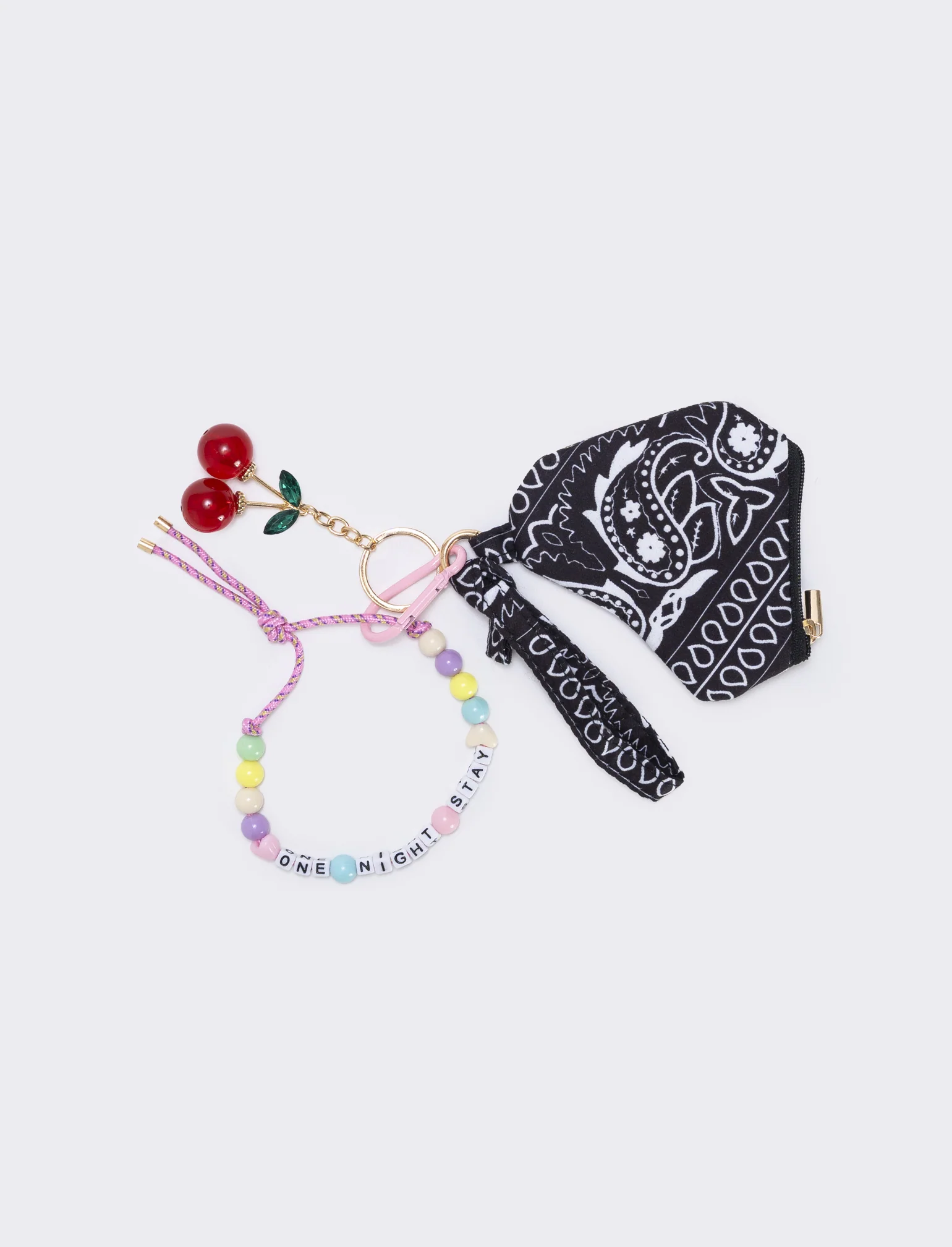 Portamonete cuore paisley con ciondoli - Nero