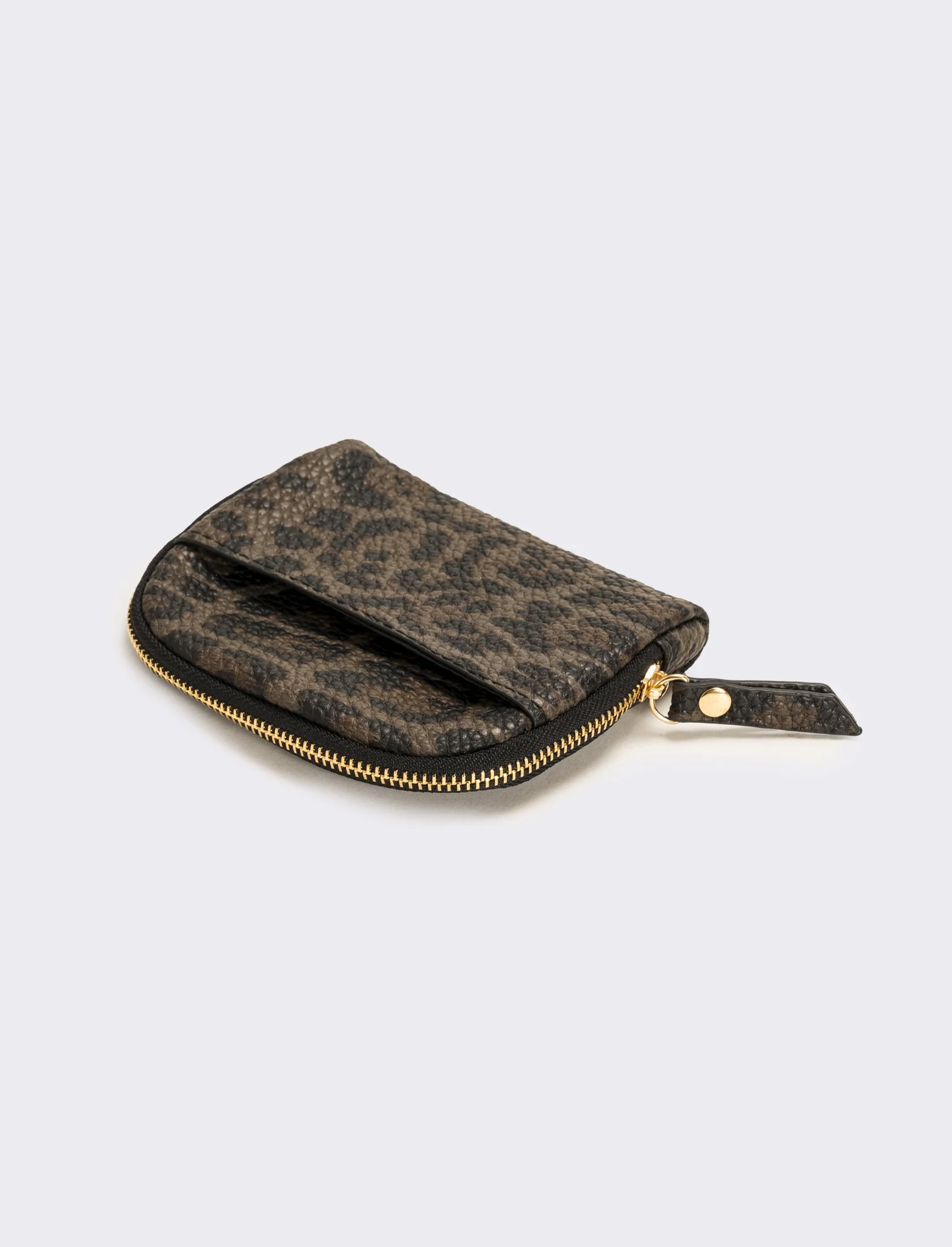 Portamonete finta pelle con zip animalier - Nero - Image 2