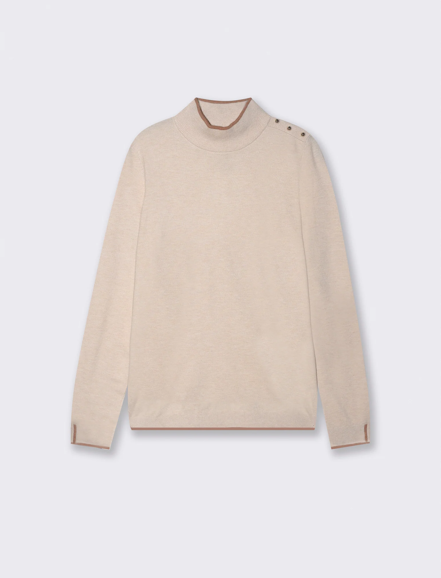 PULLOVER COLLO ALTO CON CONTRASTO - Avorio