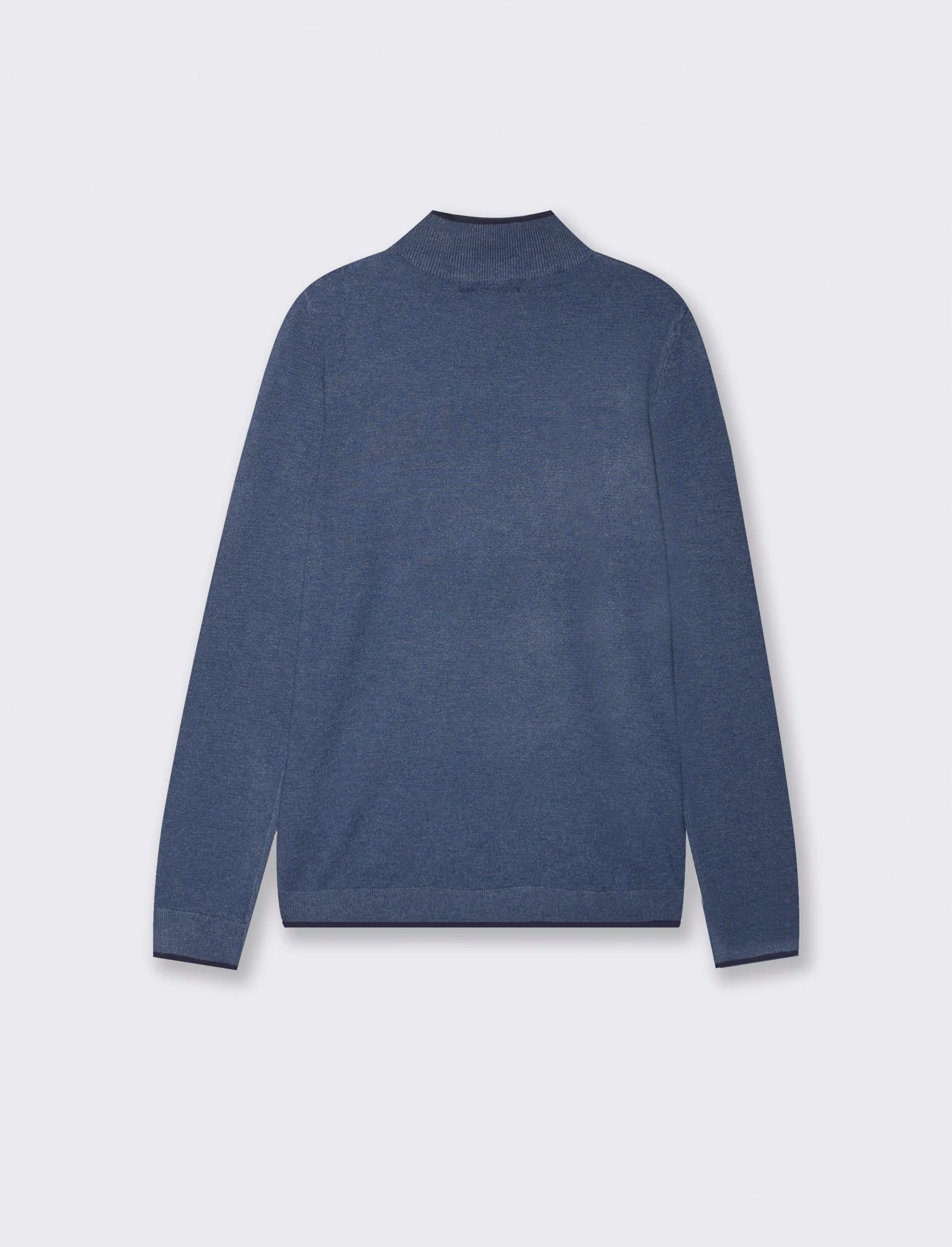 PULLOVER COLLO ALTO CON CONTRASTO - Denim - Image 2