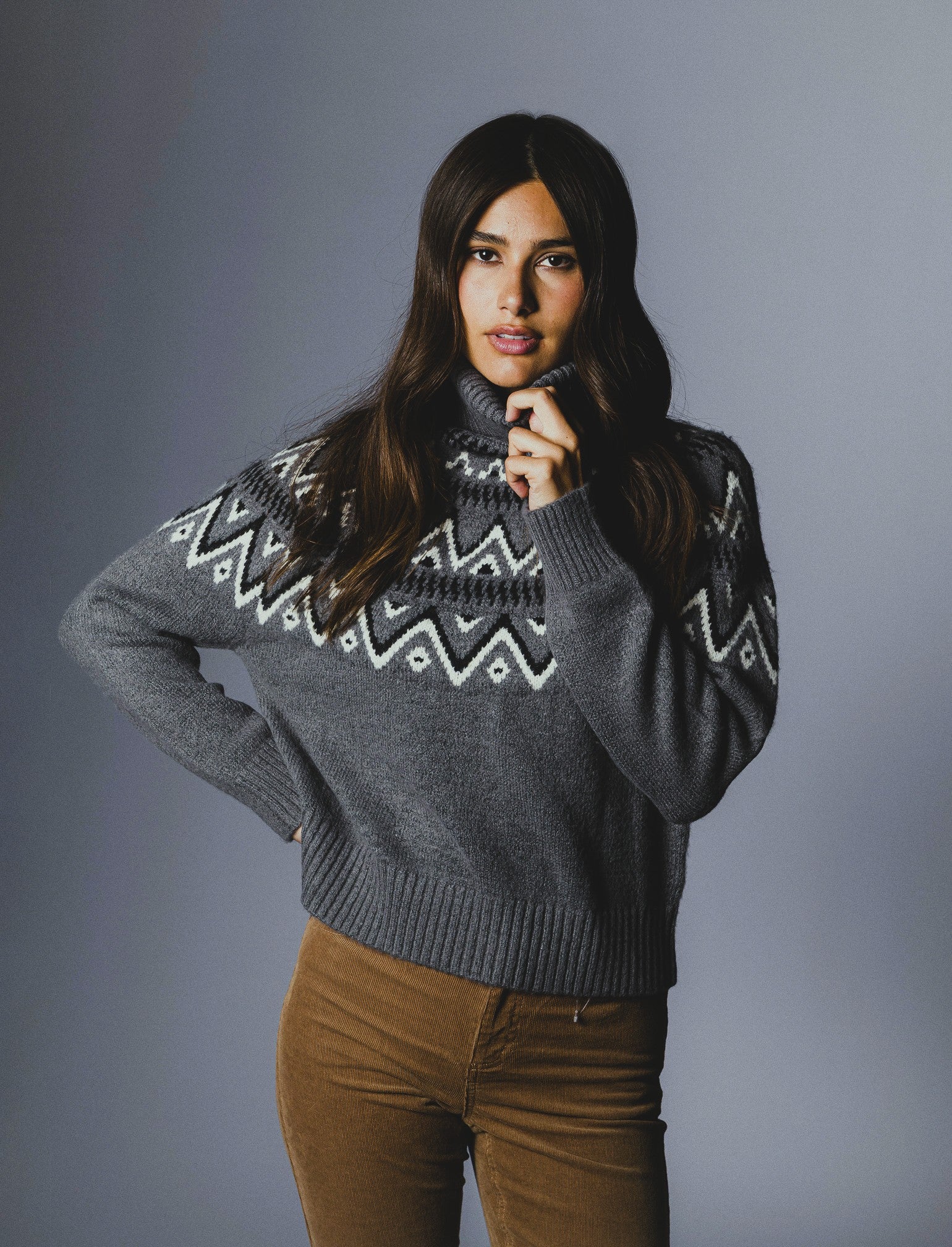PULLOVER COLLO ALTO - Grigio scuro - Image 4