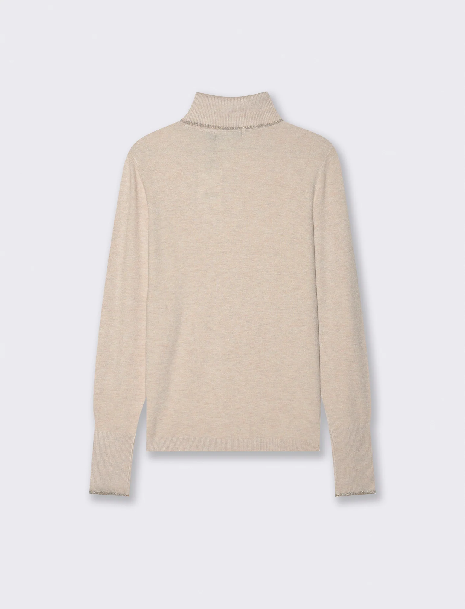 PULLOVER CON BORDINO CON TESSUTO CON FIBRA EFFETTO METALLO - Beige grano - Image 2