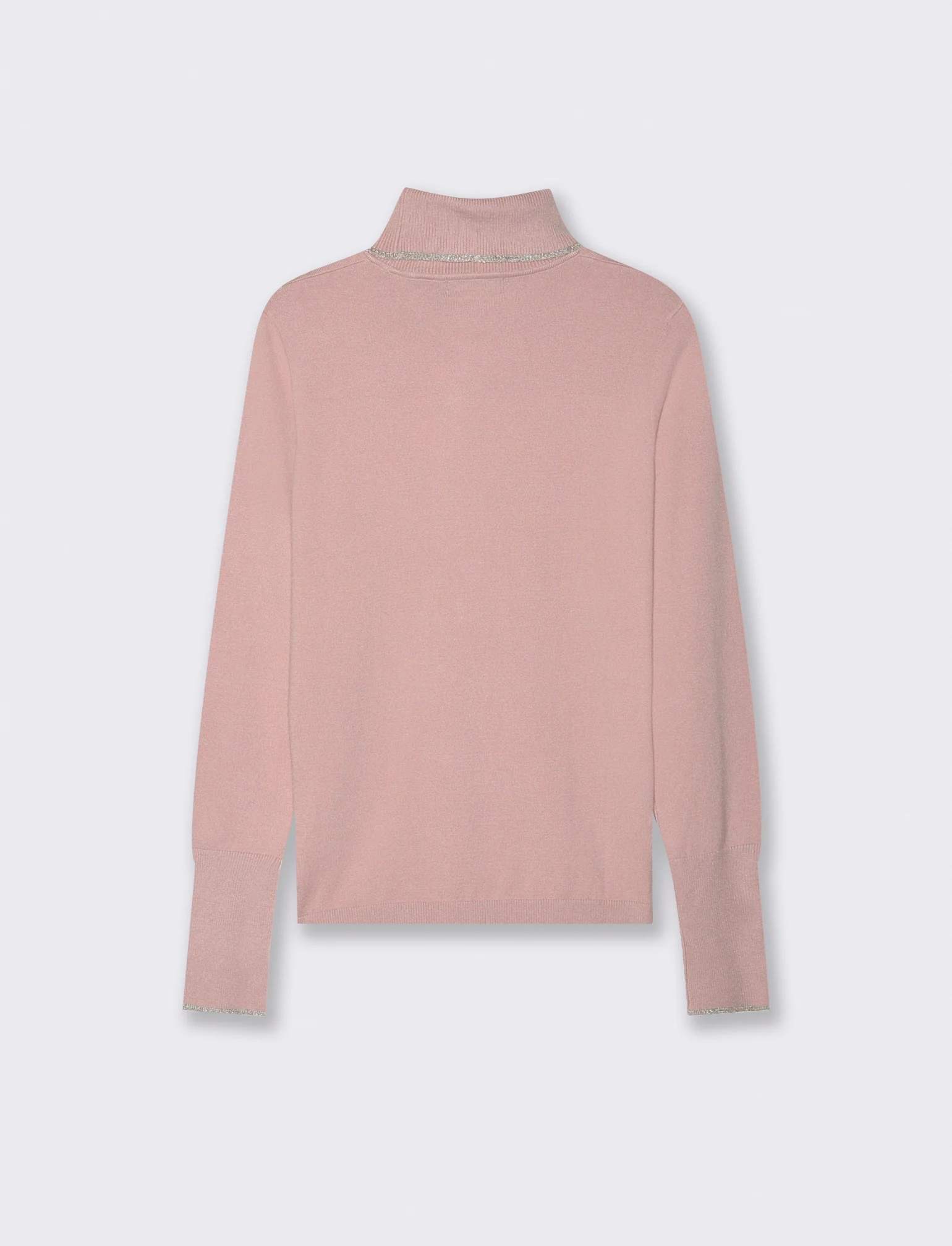 PULLOVER CON BORDINO CON TESSUTO CON FIBRA EFFETTO METALLO - Rosa antico - Image 2