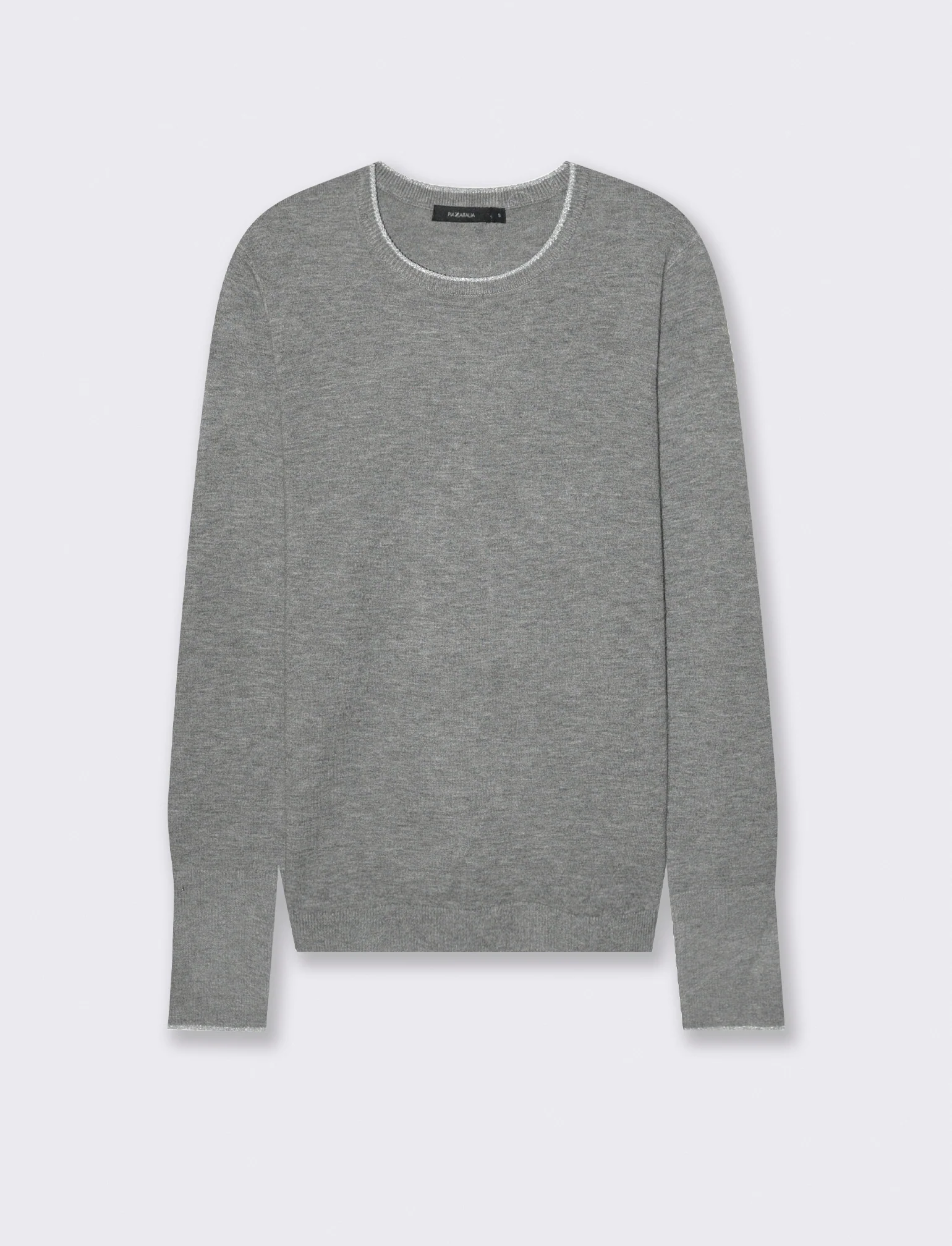 PULLOVER CON BORDINO IN TESSUTO CON FIBRA EFFETTO METALLO - Grigio melange - Image 2