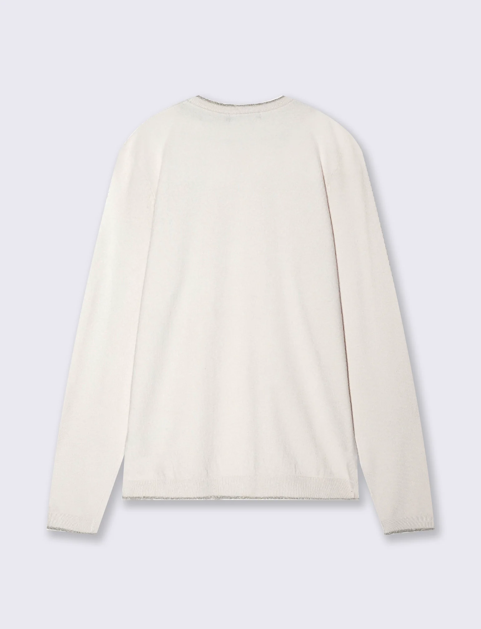 PULLOVER CON BORDINO IN TESSUTO CON LUREX - Avorio - Image 2