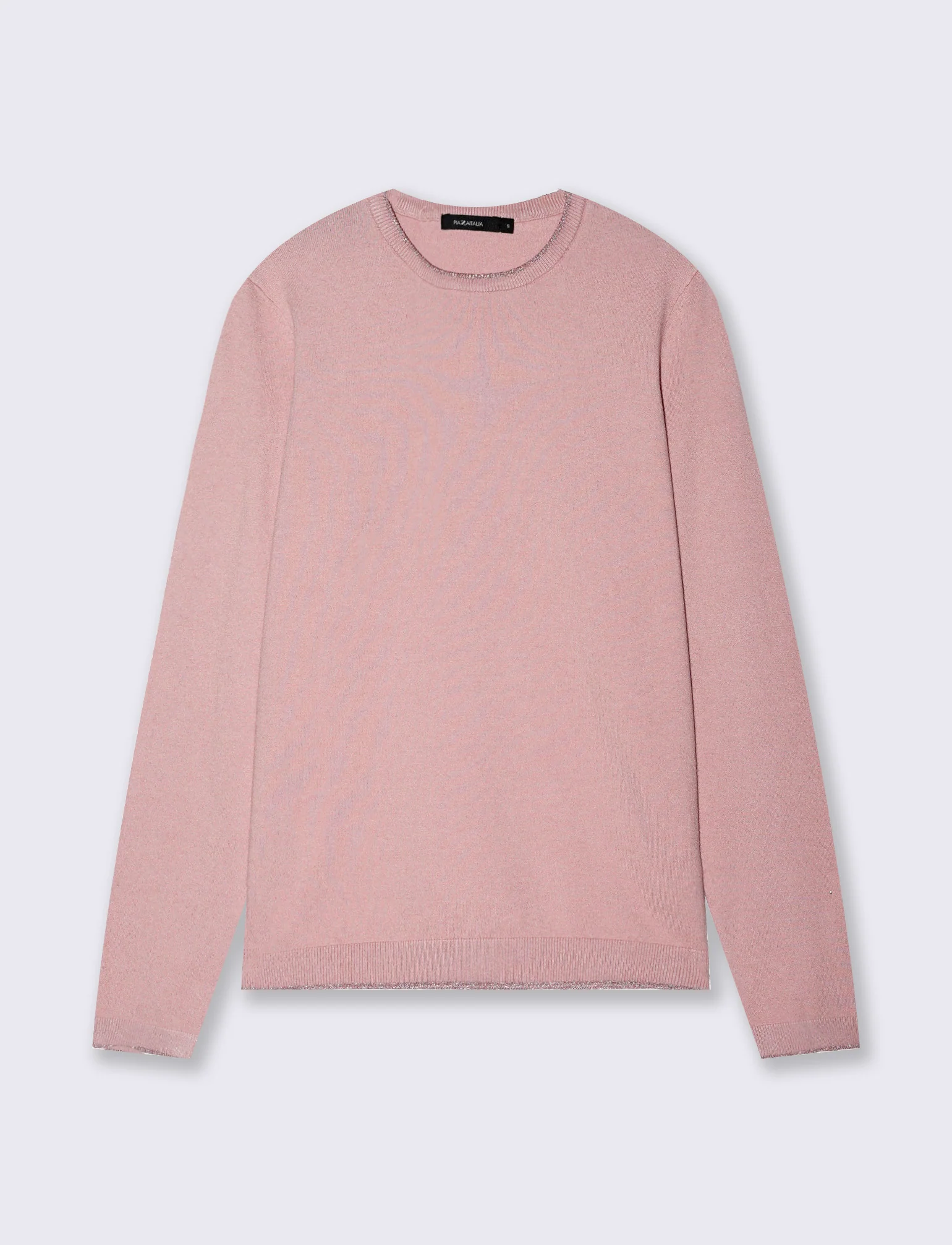 PULLOVER CON BORDINO IN TESSUTO CON LUREX - Rosa polvere