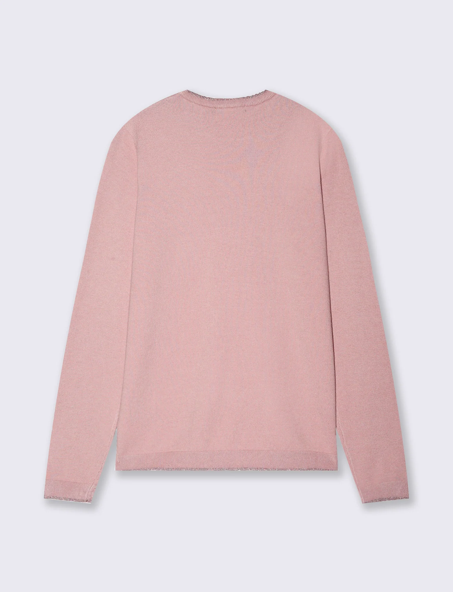 PULLOVER CON BORDINO IN TESSUTO CON LUREX - Rosa polvere - Image 2