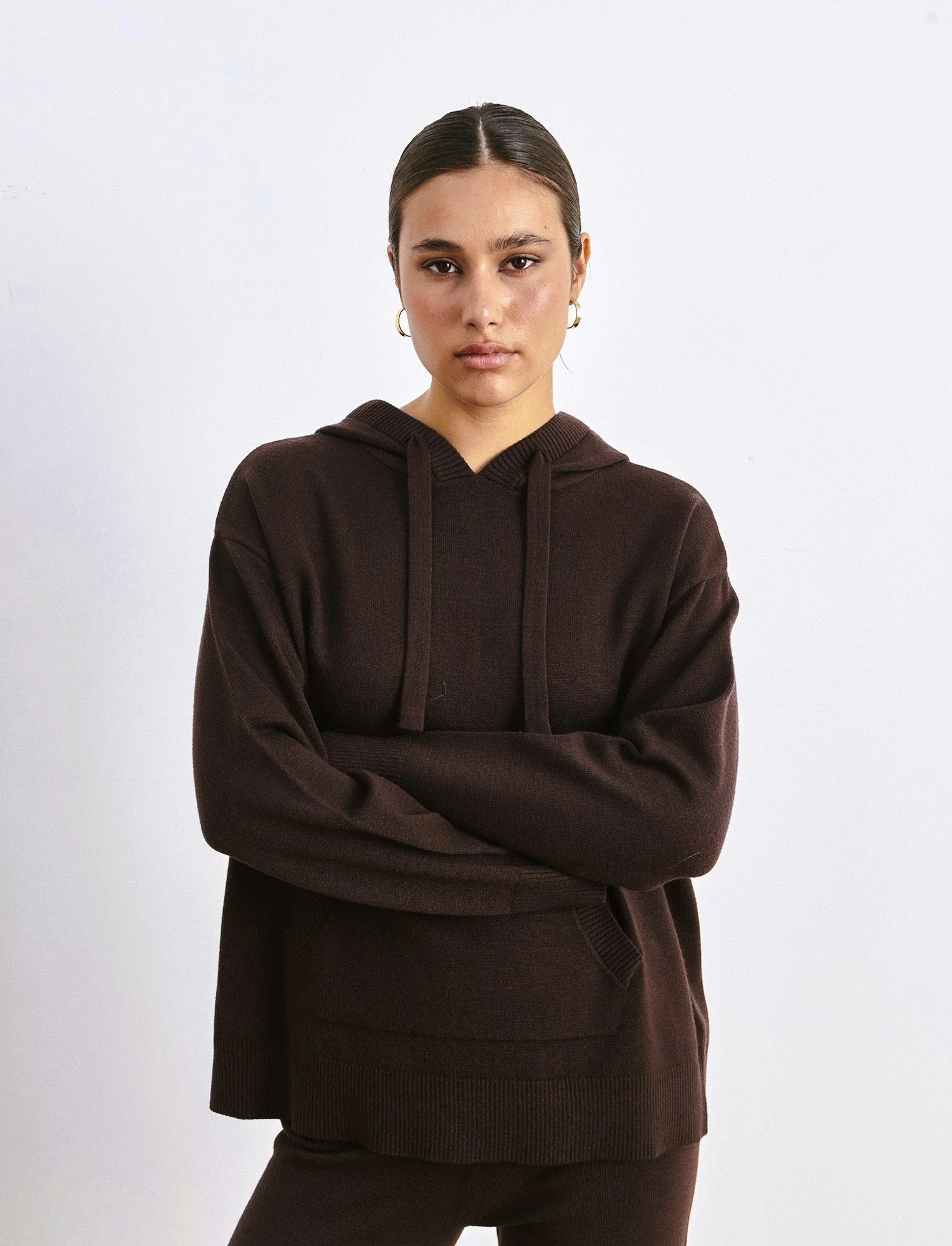 PULLOVER CON CAPPUCCIO - Moro