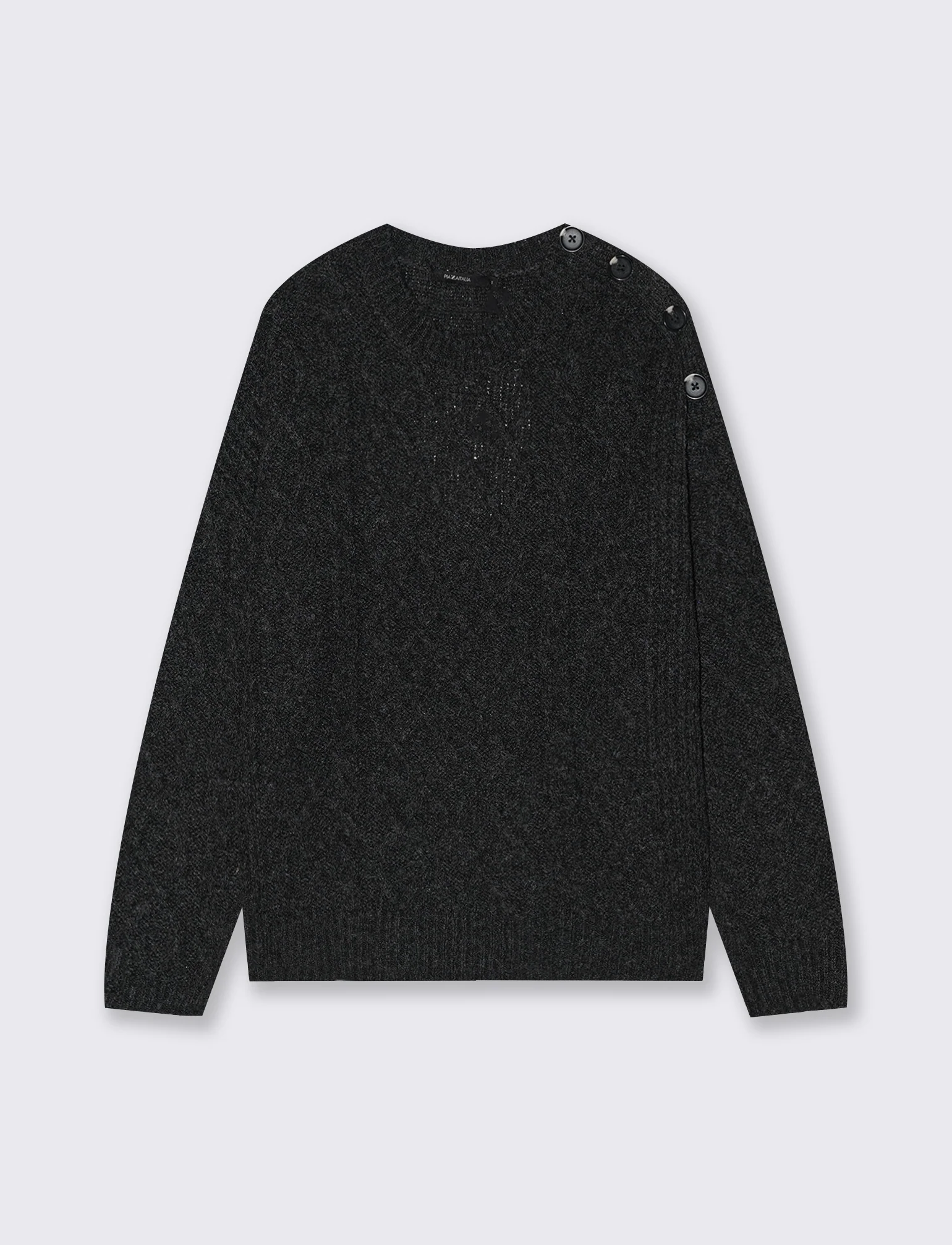 PULLOVER CON CHIUSURA A BOTTONI SULLA SPALLA - Antracite melange