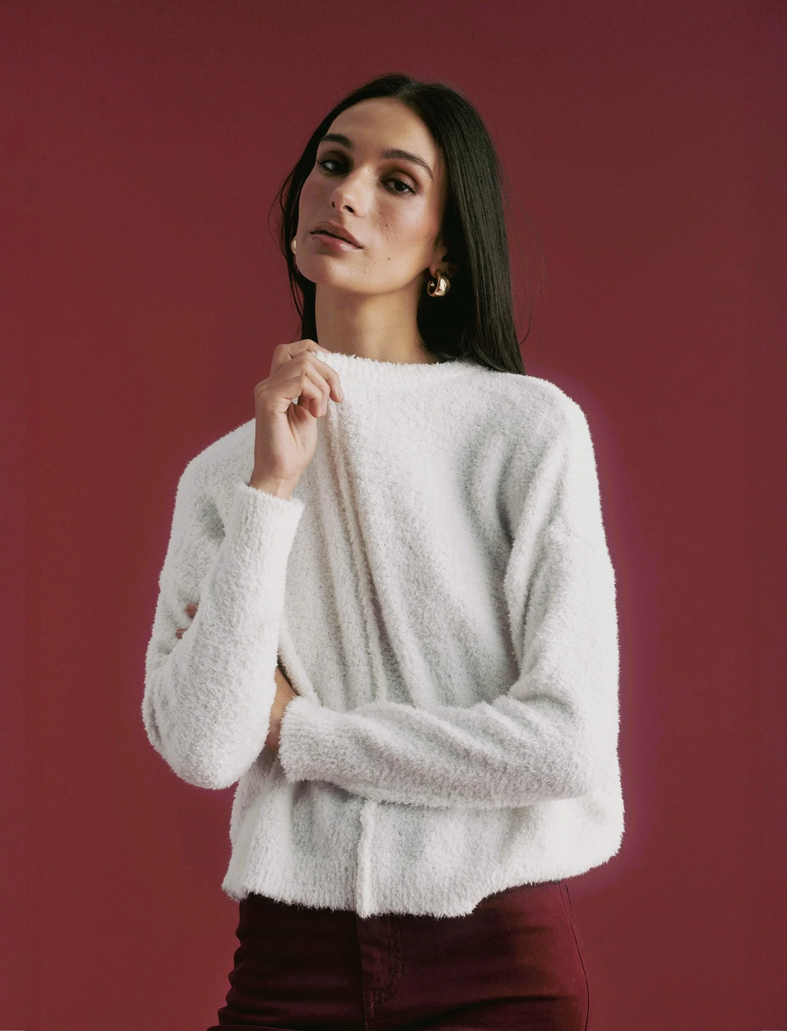 PULLOVER CON CUCITURA IN RILIEVO - Bianco latte - Image 3