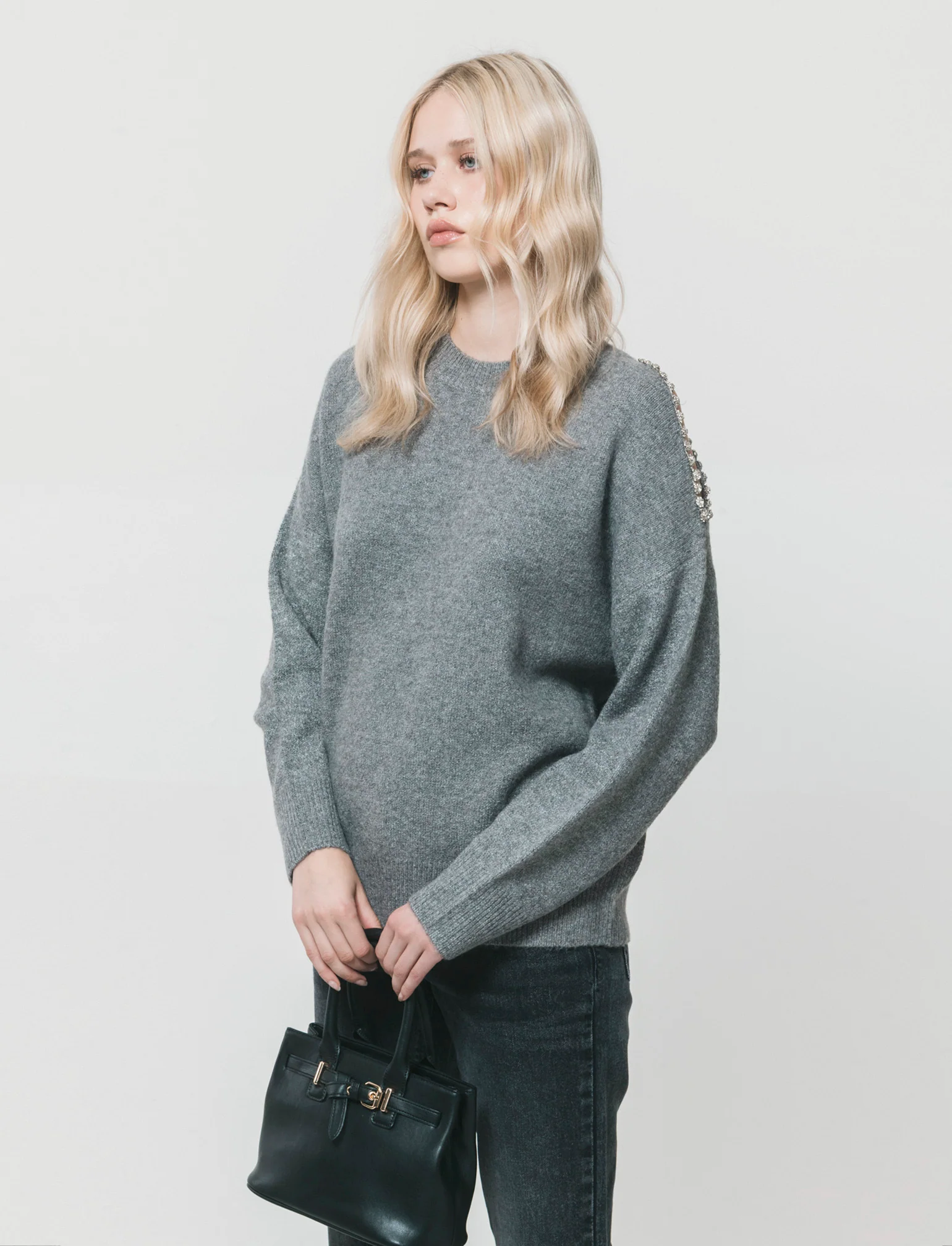 PULLOVER CON CUT-OUT - Grigio mel. - Image 2