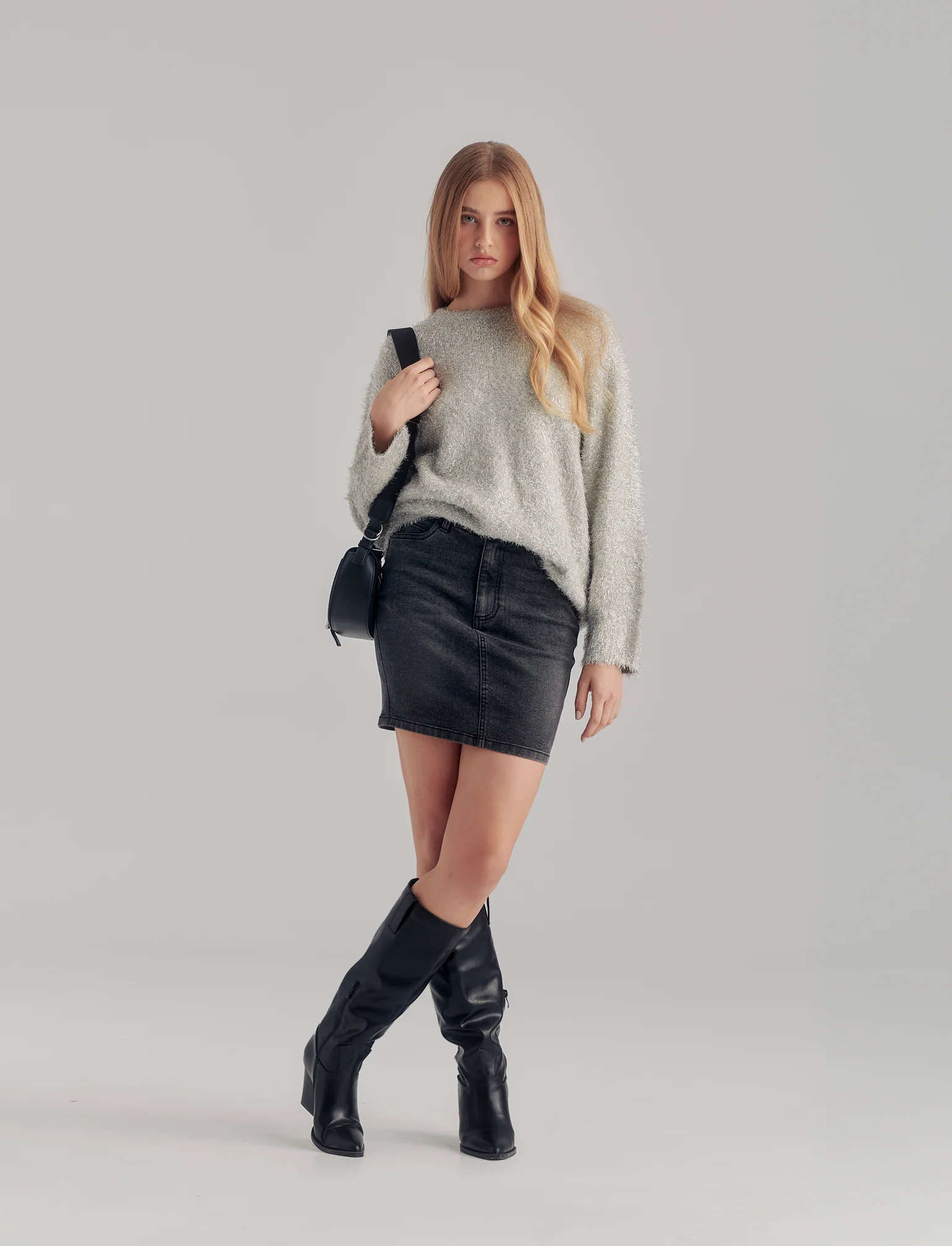 PULLOVER CON FIBRA METALLIZZATA - Argento - Image 3