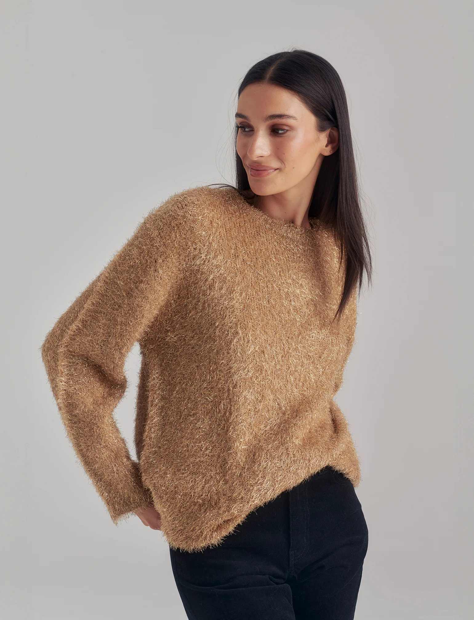 PULLOVER CON FIBRA METALLIZZATA - Oro - Image 4