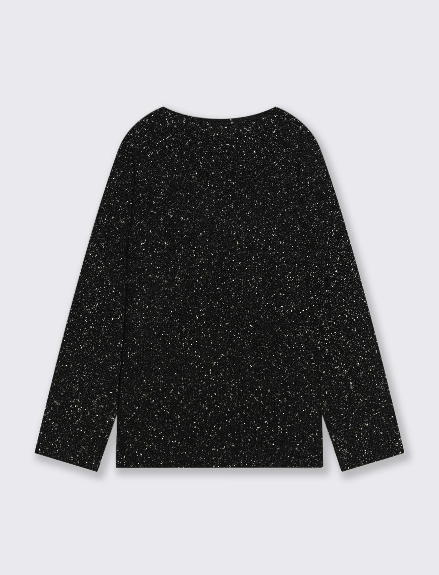 PULLOVER CON TESSUTO CON FIBRA METTALLIZATA - Nero - Image 2