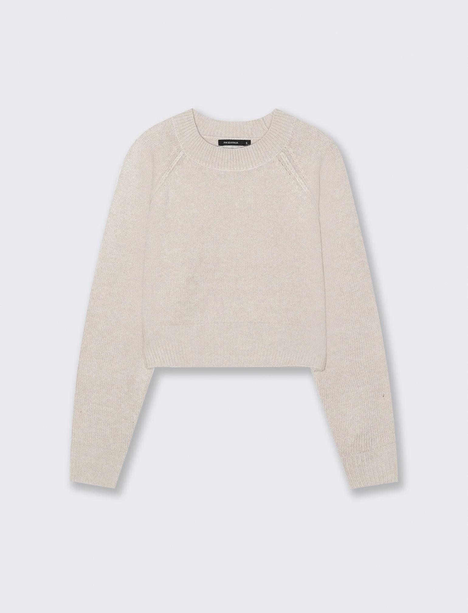 PULLOVER CROP CON CUCITURE IN RILIEVO - Beige grano