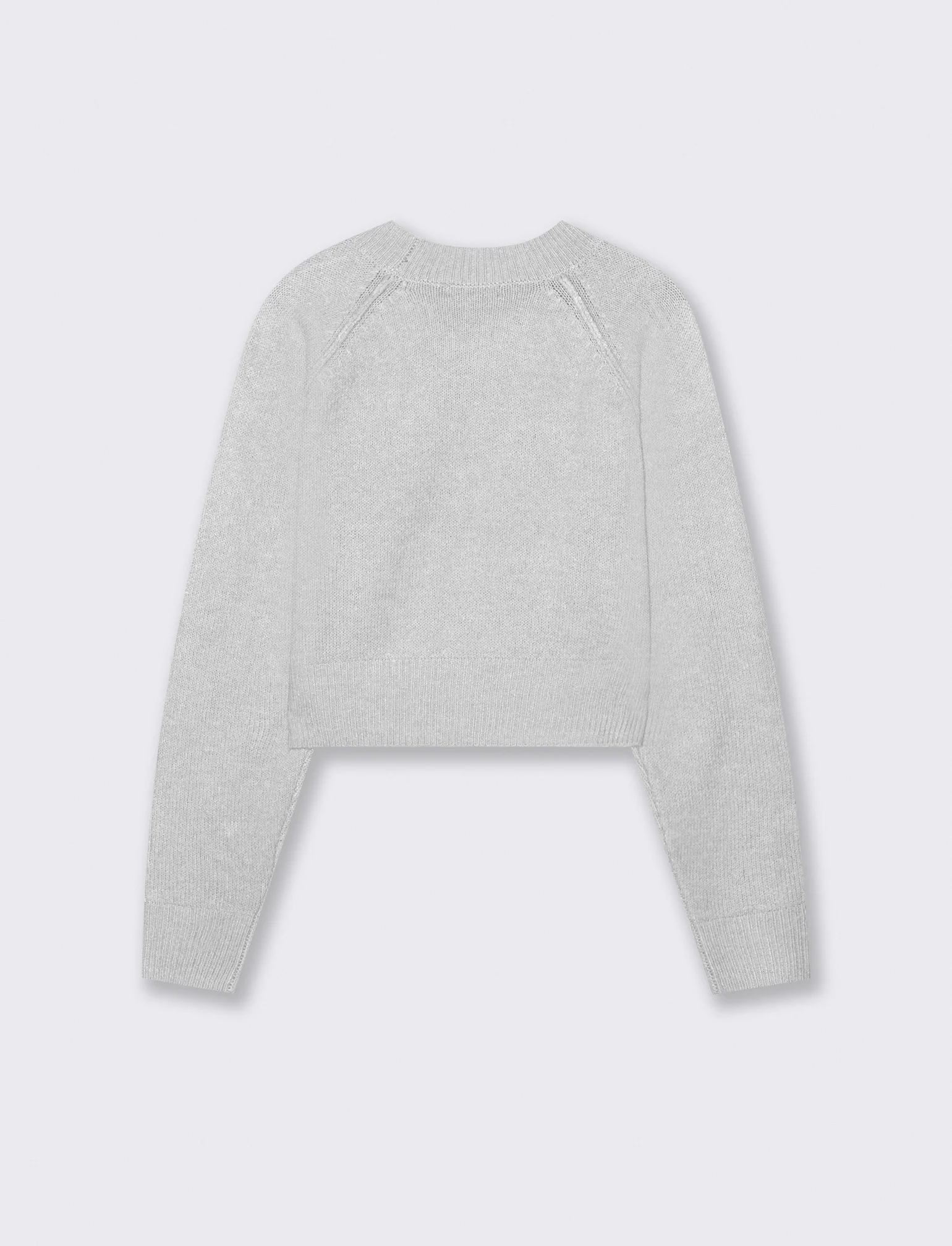 PULLOVER CROP CON CUCITURE IN RILIEVO - Grigio chiaro mel. - Image 2