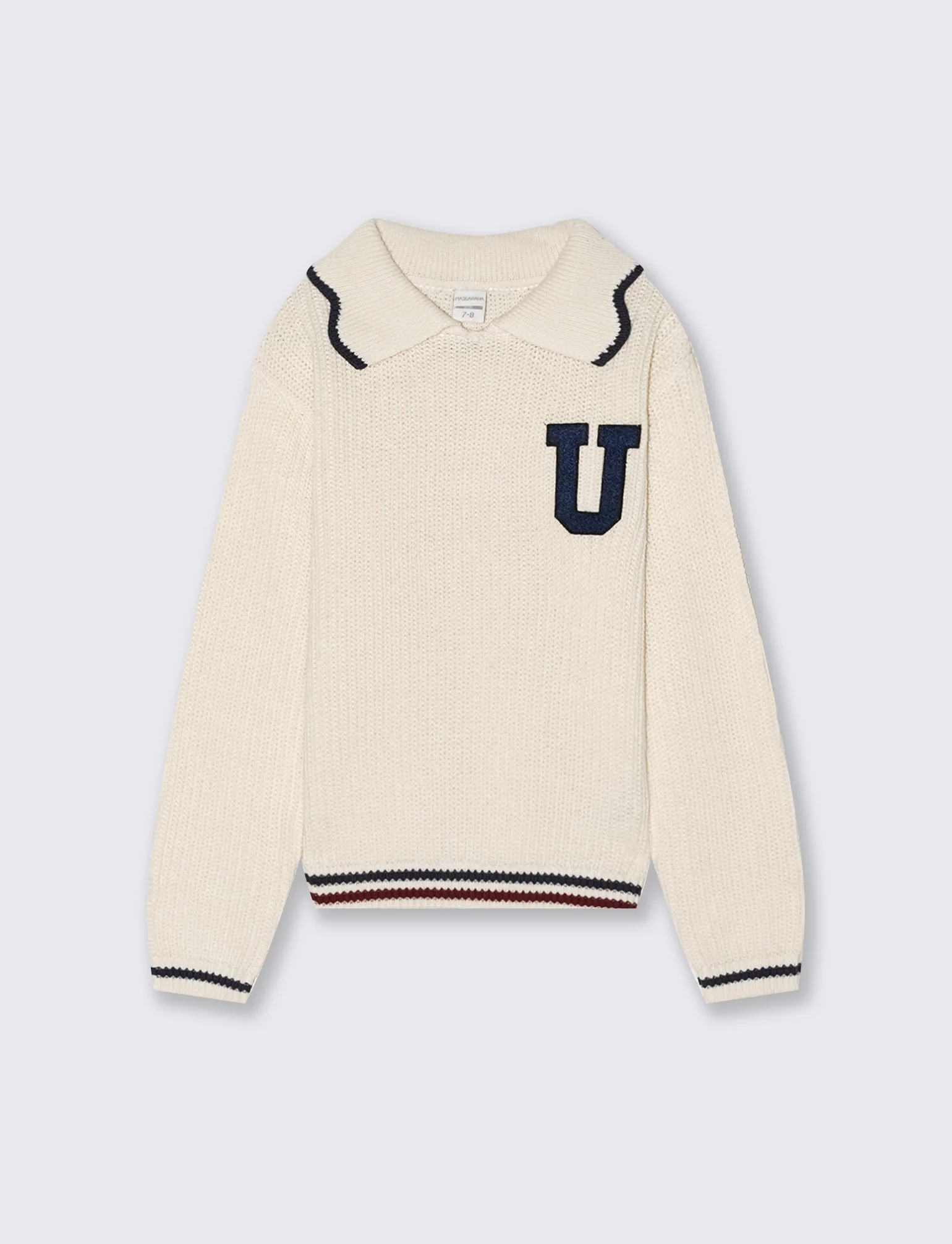 Pullover da bambina stile college. - Beige - Image 3