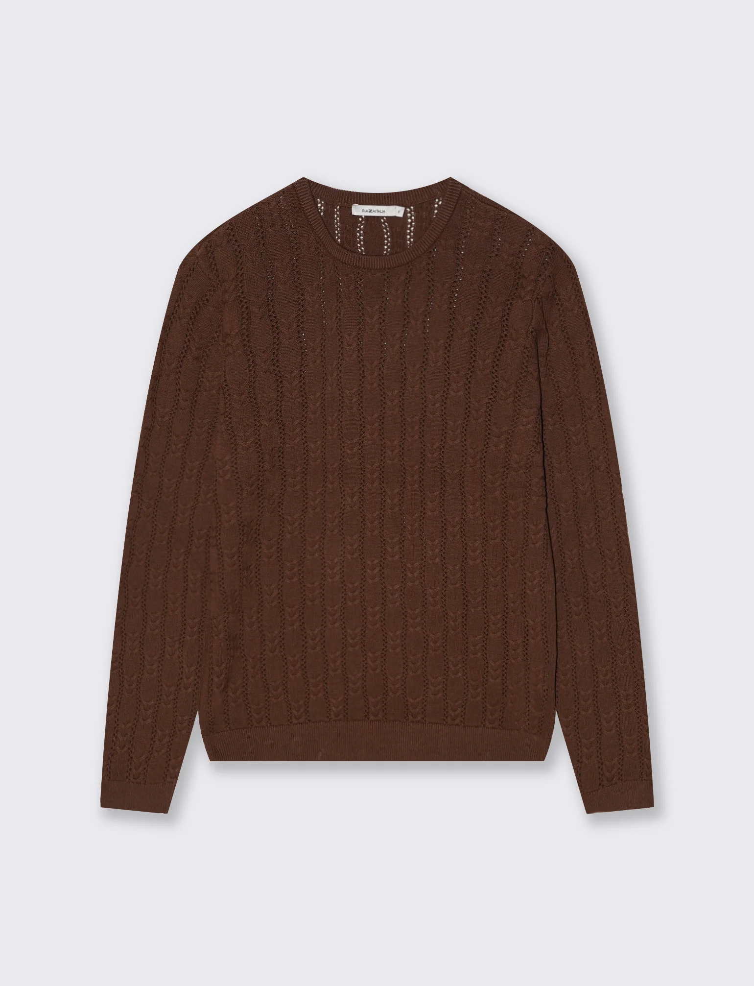Pullover Girocollo a Treccia - Marrone
