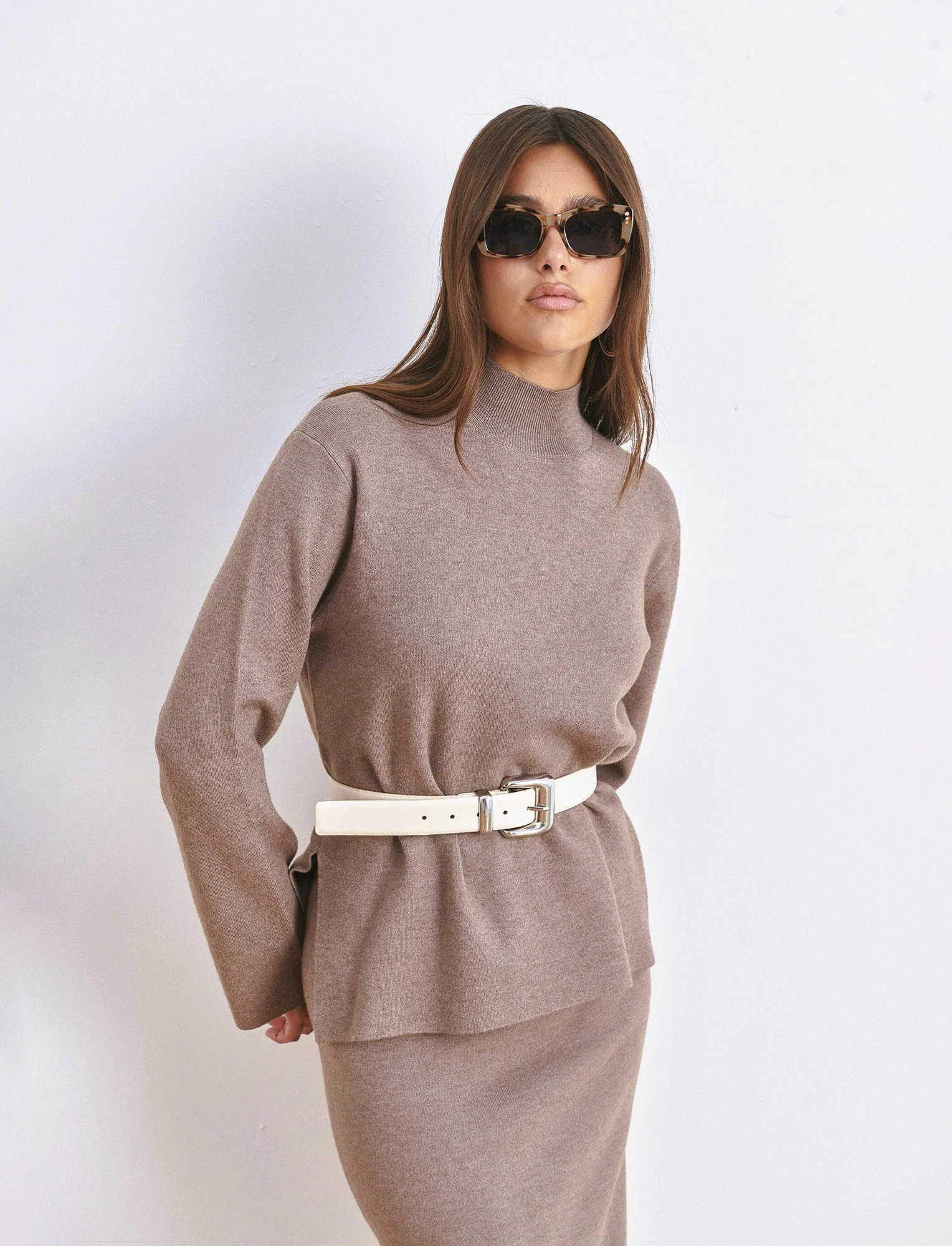 PULLOVER IN PUNTO MILANO - Tortora melange - Image 3