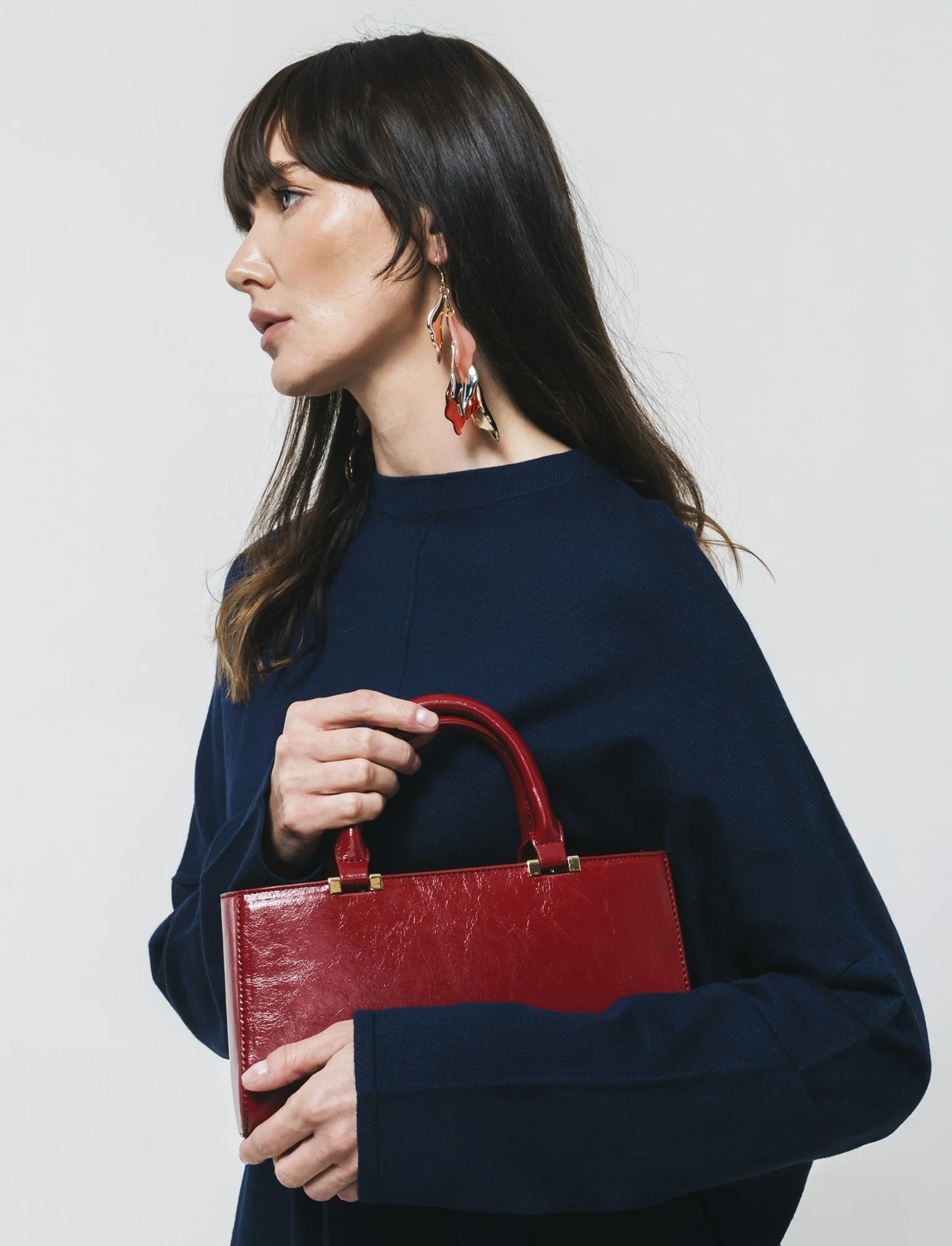Pullover Mezzo Collo con Spacchi Fianchi - Blu - Image 2