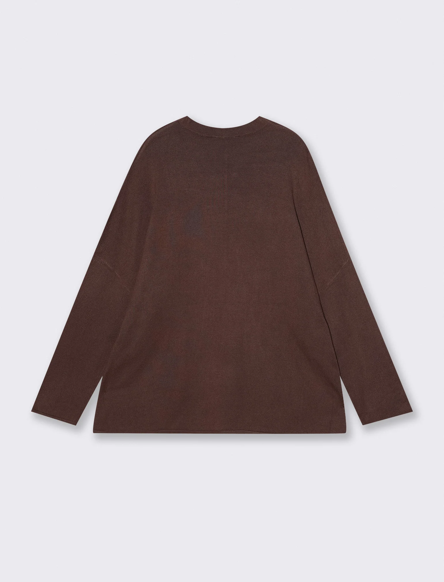 Pullover Mezzo Collo con Spacchi Fianchi - Marrone - Image 2