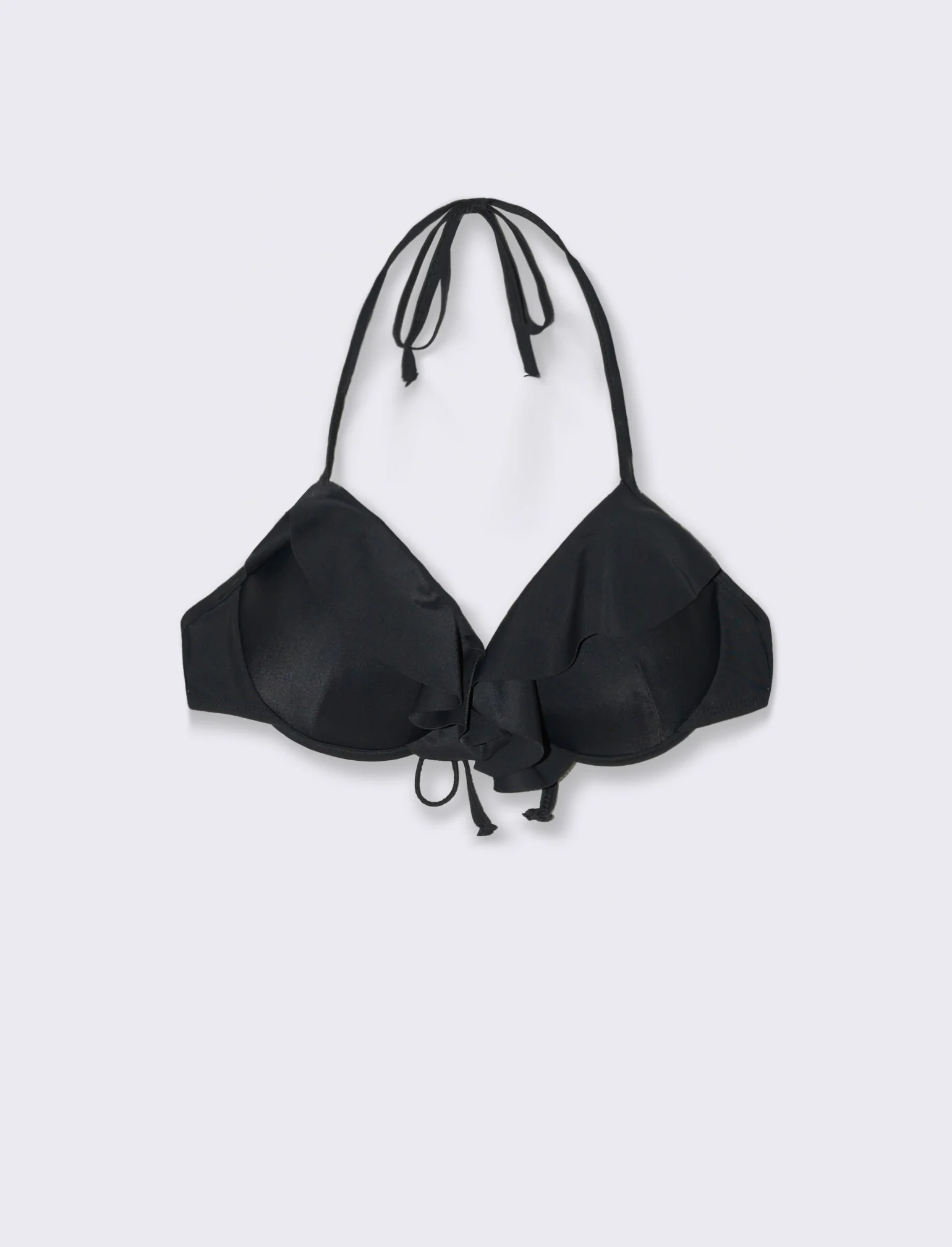 Reggiseno mare donna balconcino con rouche - Nero
