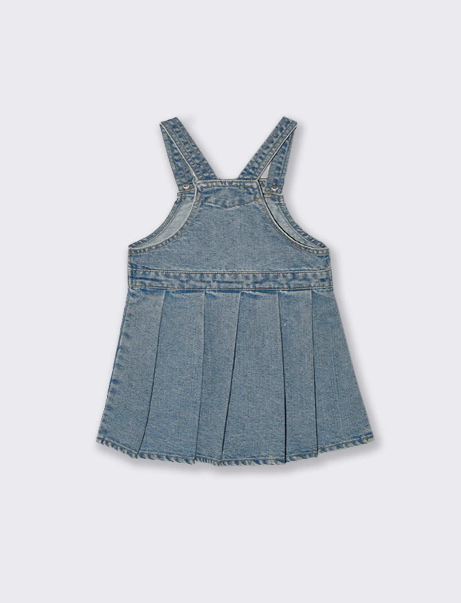 Salopette con gonna a pieghe - Denim - Image 3