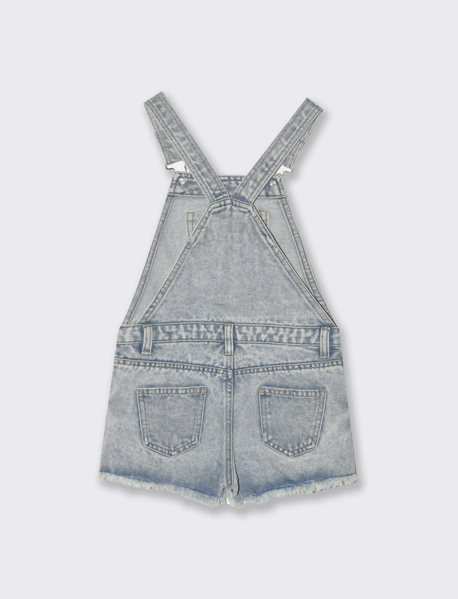 Salopette con shorts da bambina - Denim - Image 2