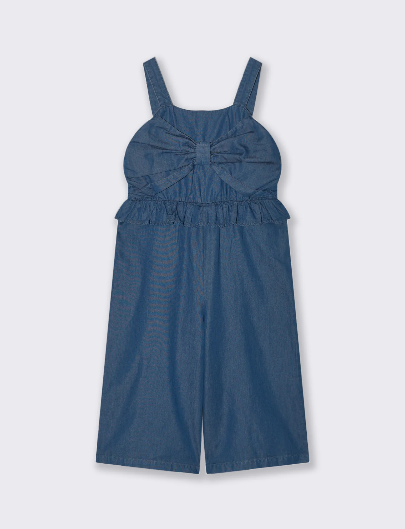 Salopette in chambray da bambina - DENIM SCURO - Image 4