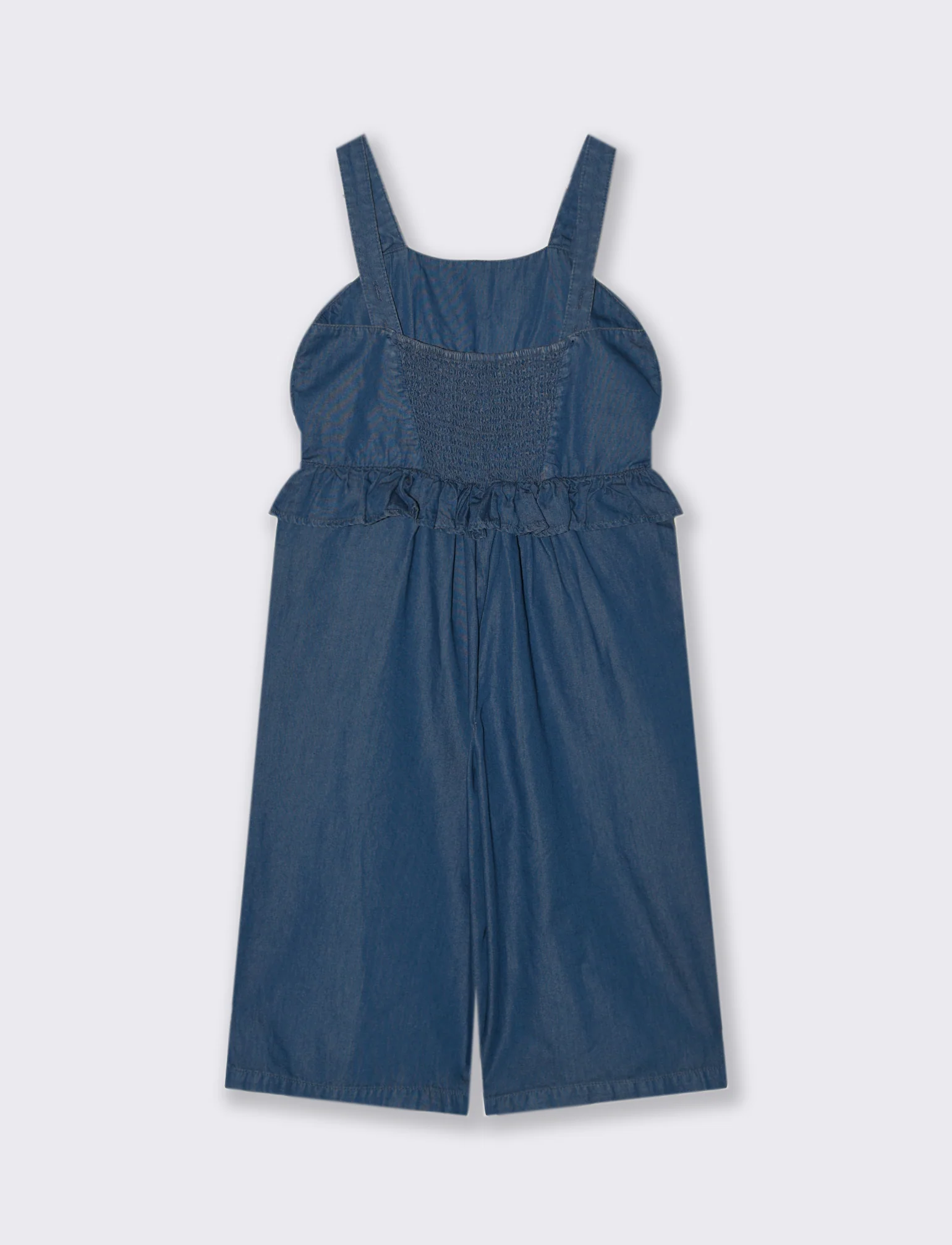 Salopette in chambray da bambina - DENIM SCURO - Image 5