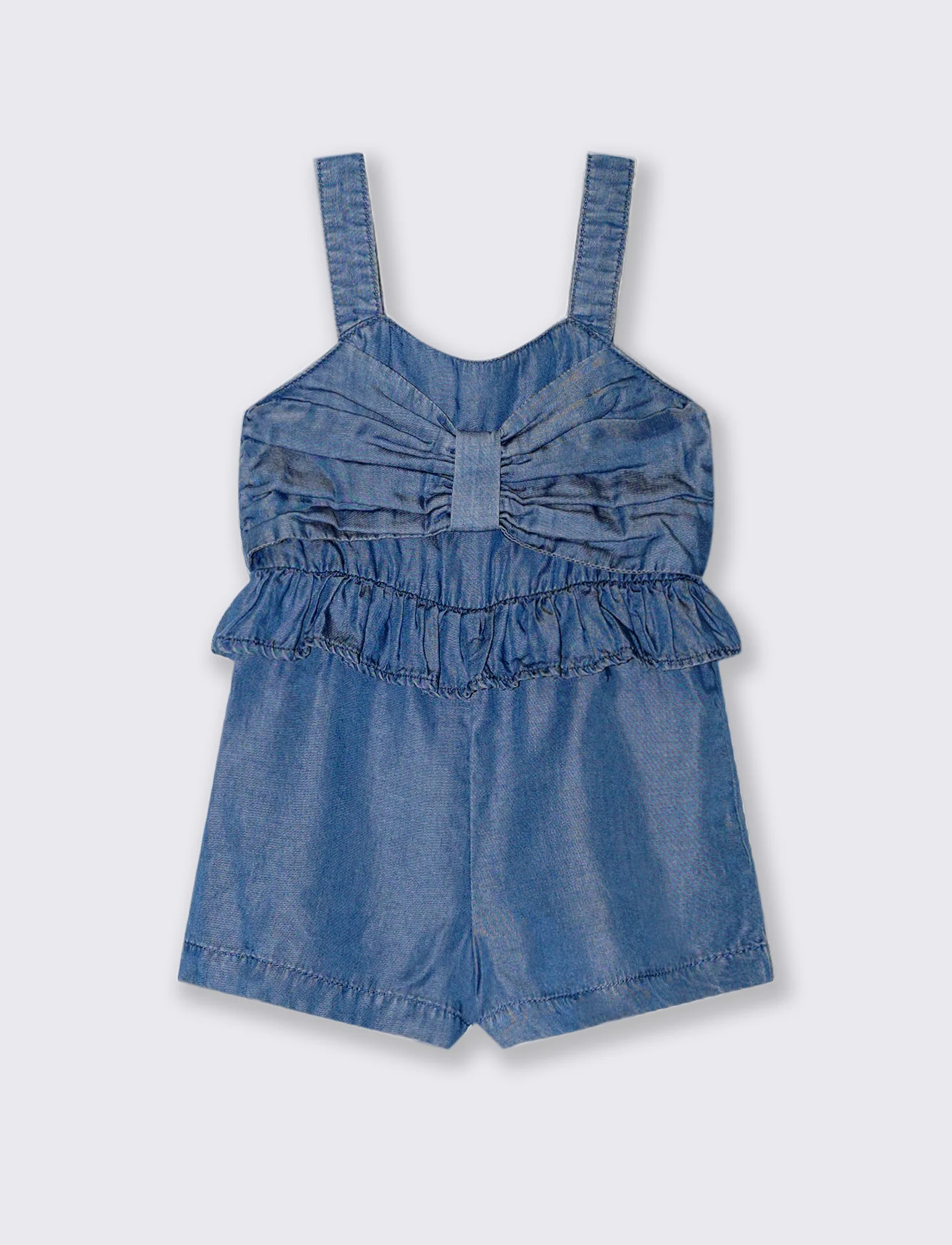 Salopette in chambray da neonata - Denim - Image 3