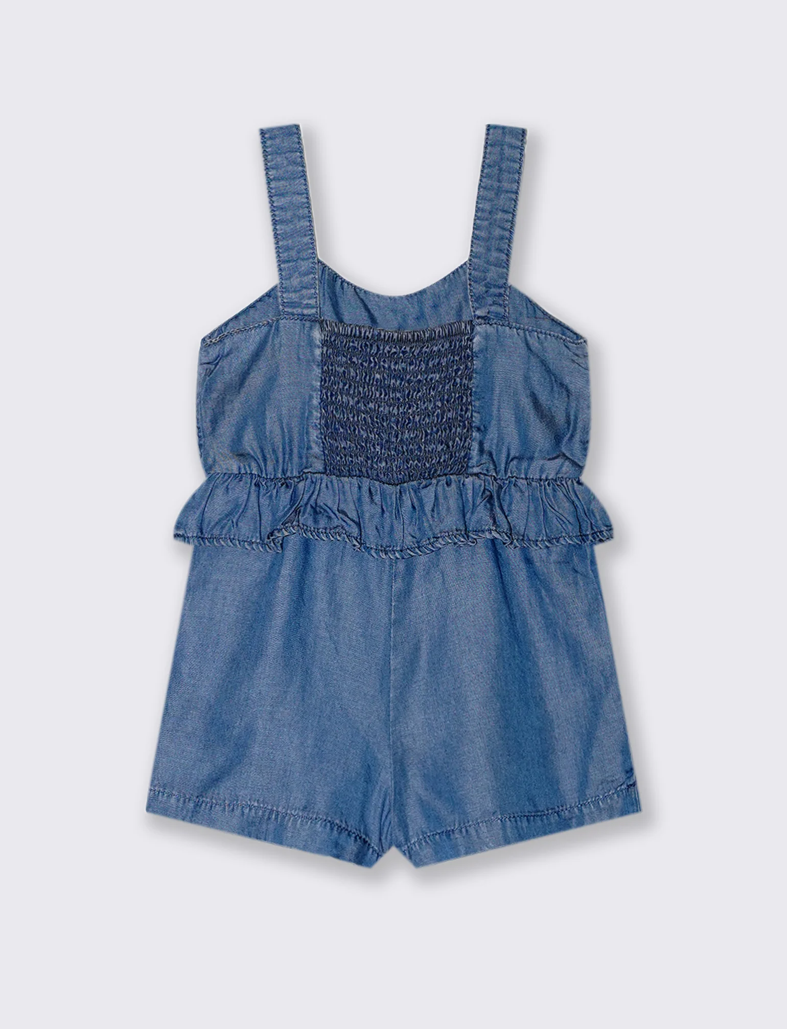 Salopette in chambray da neonata - Denim - Image 4