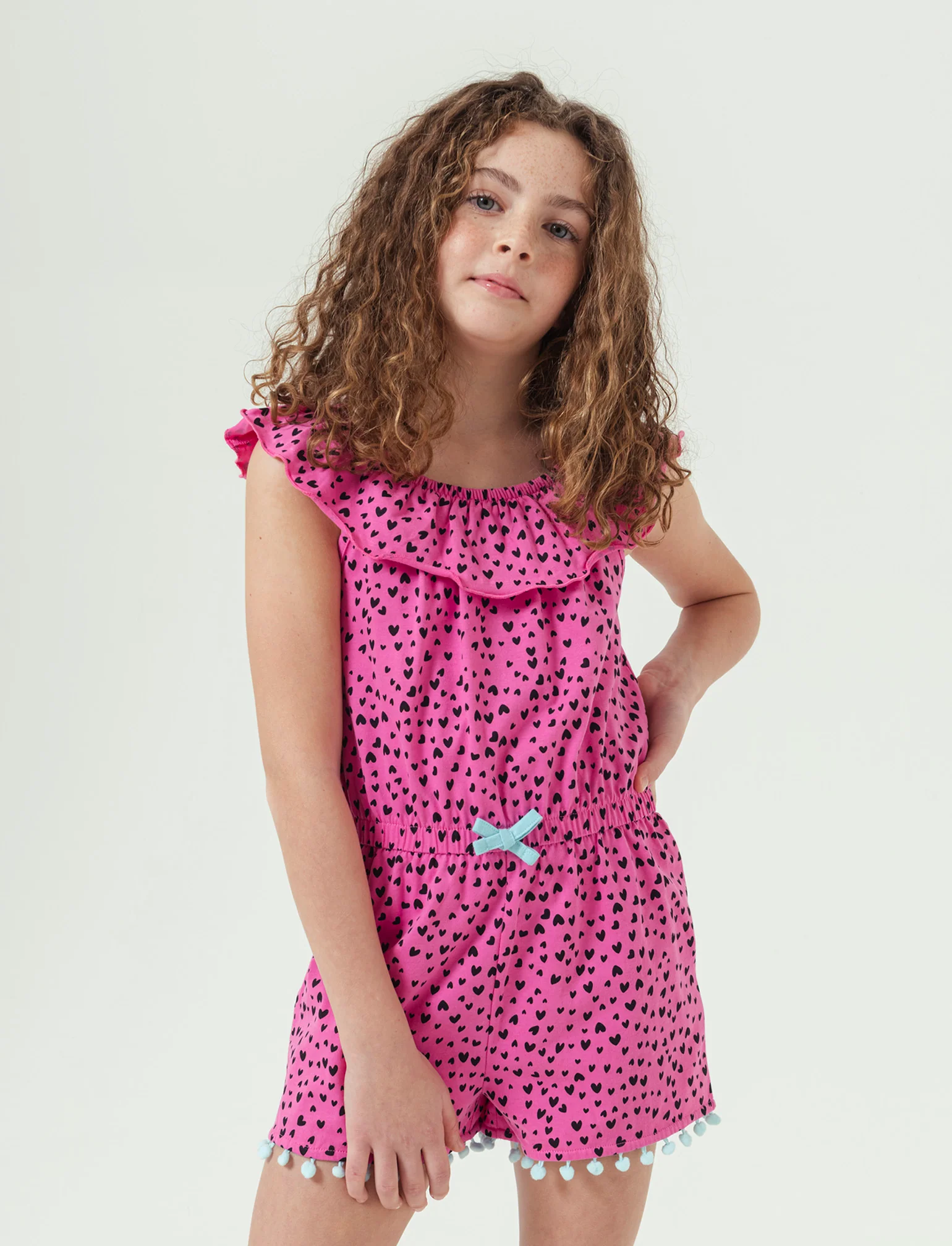 Salopette in jersey stampato da bambina - Rosa - Image 3