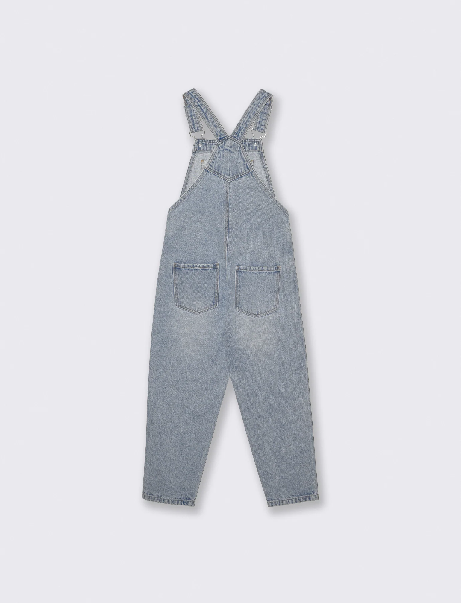 Salopette lunga in denim con bretelle regolabili - Denim chiaro - Image 2
