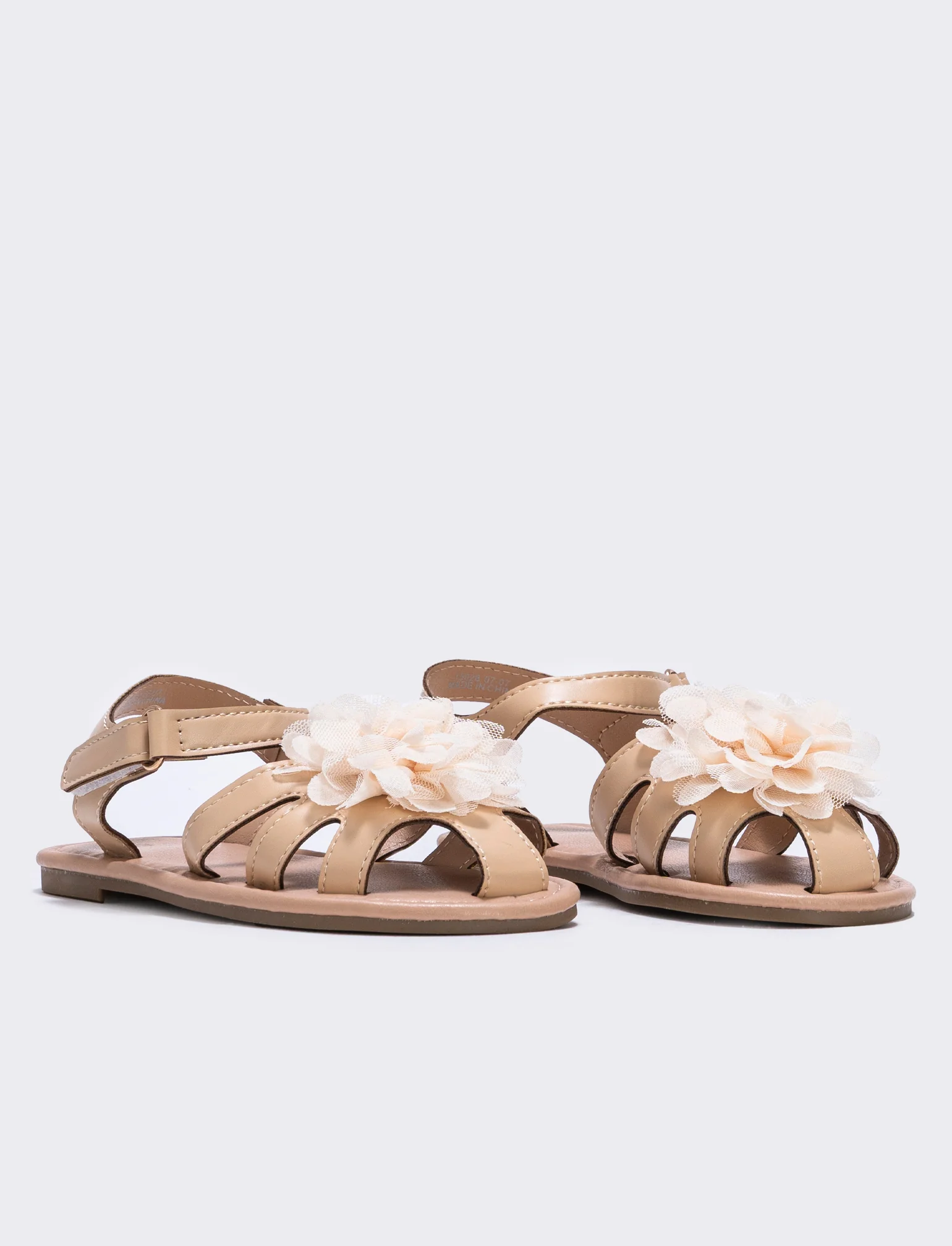 Sandalo beige con fiore in tulle da bambina - Beige - Image 3