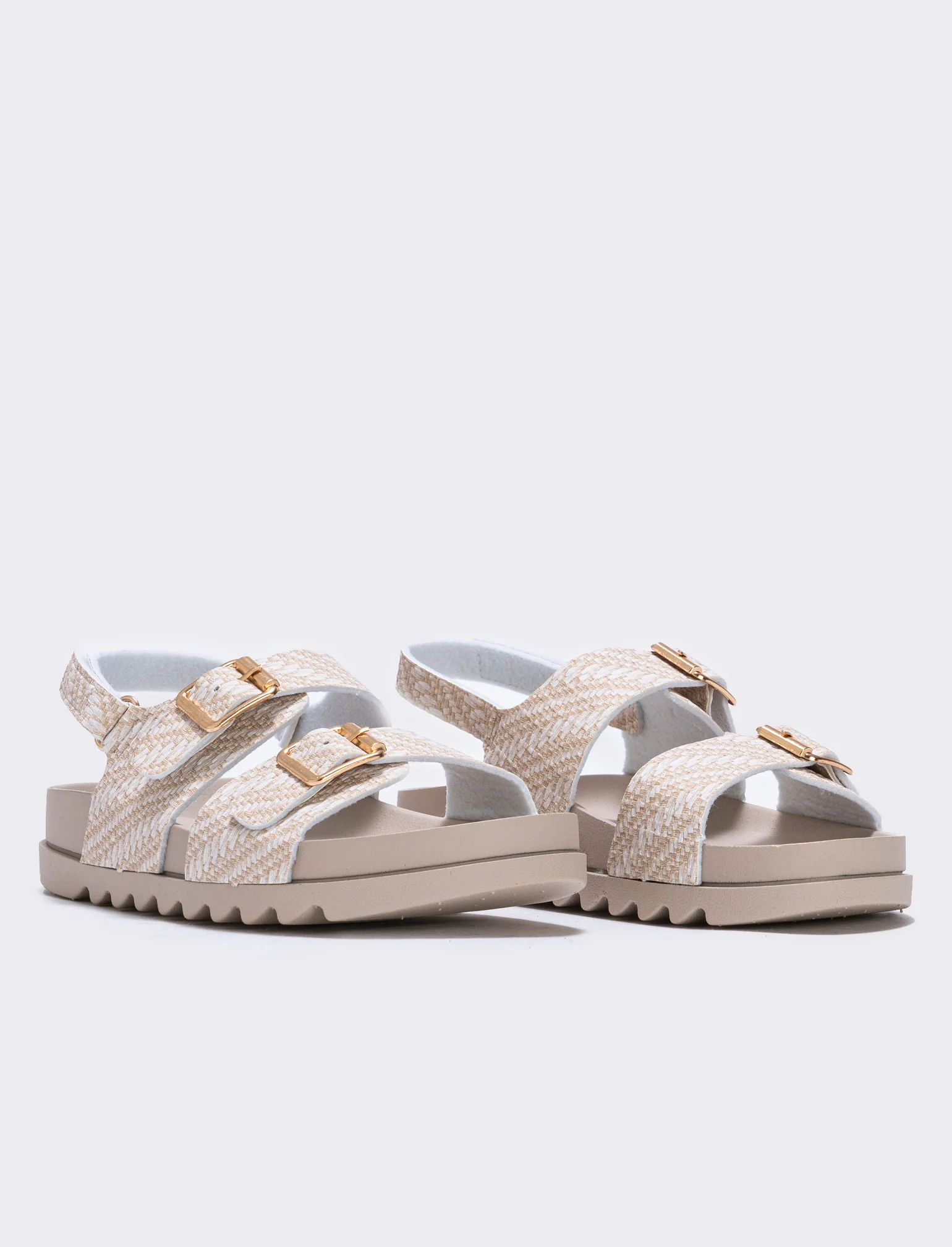 Sandalo beige da bambina con fibbie regolabili - Beige - Image 3