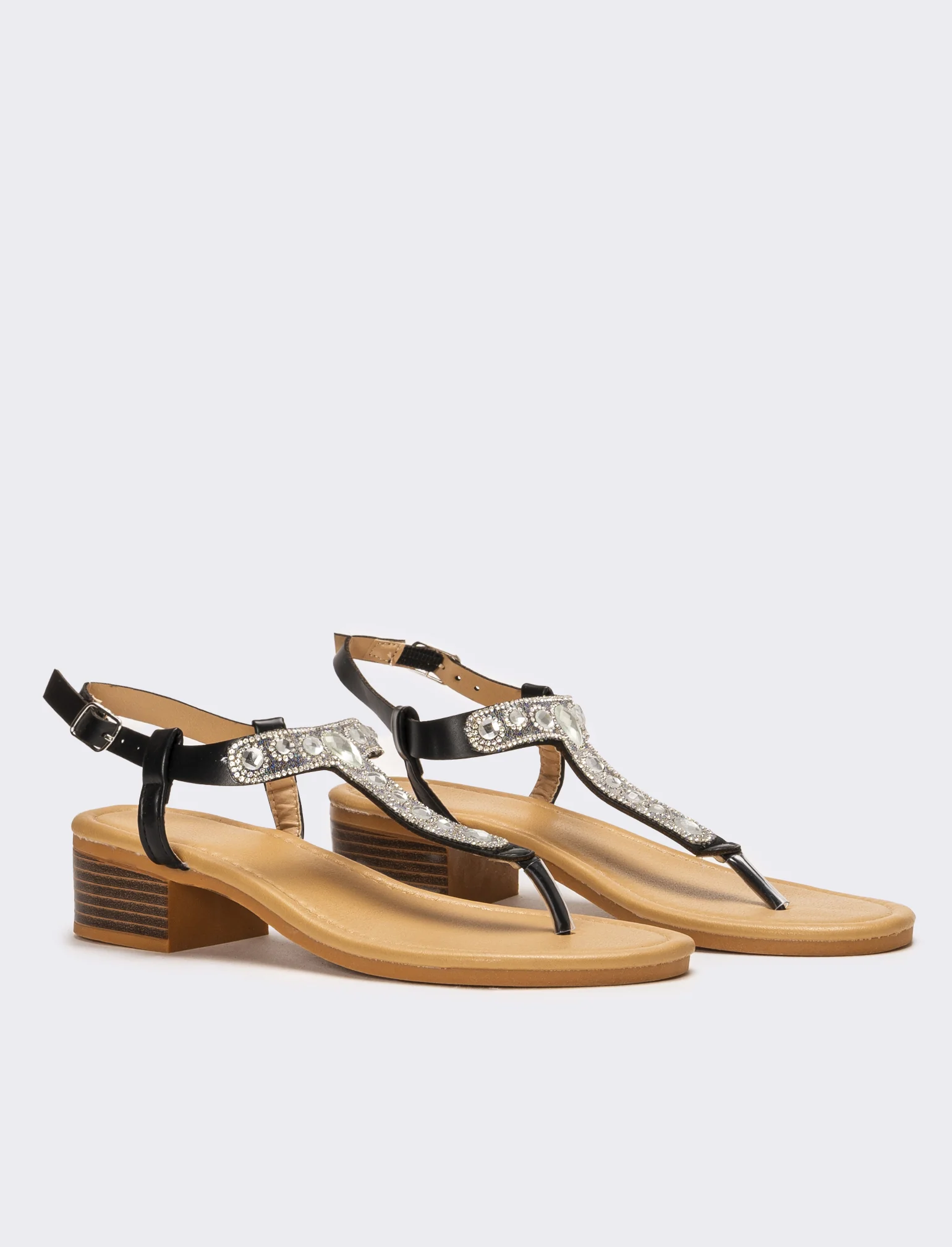 Sandalo capri con strass - Nero - Image 3