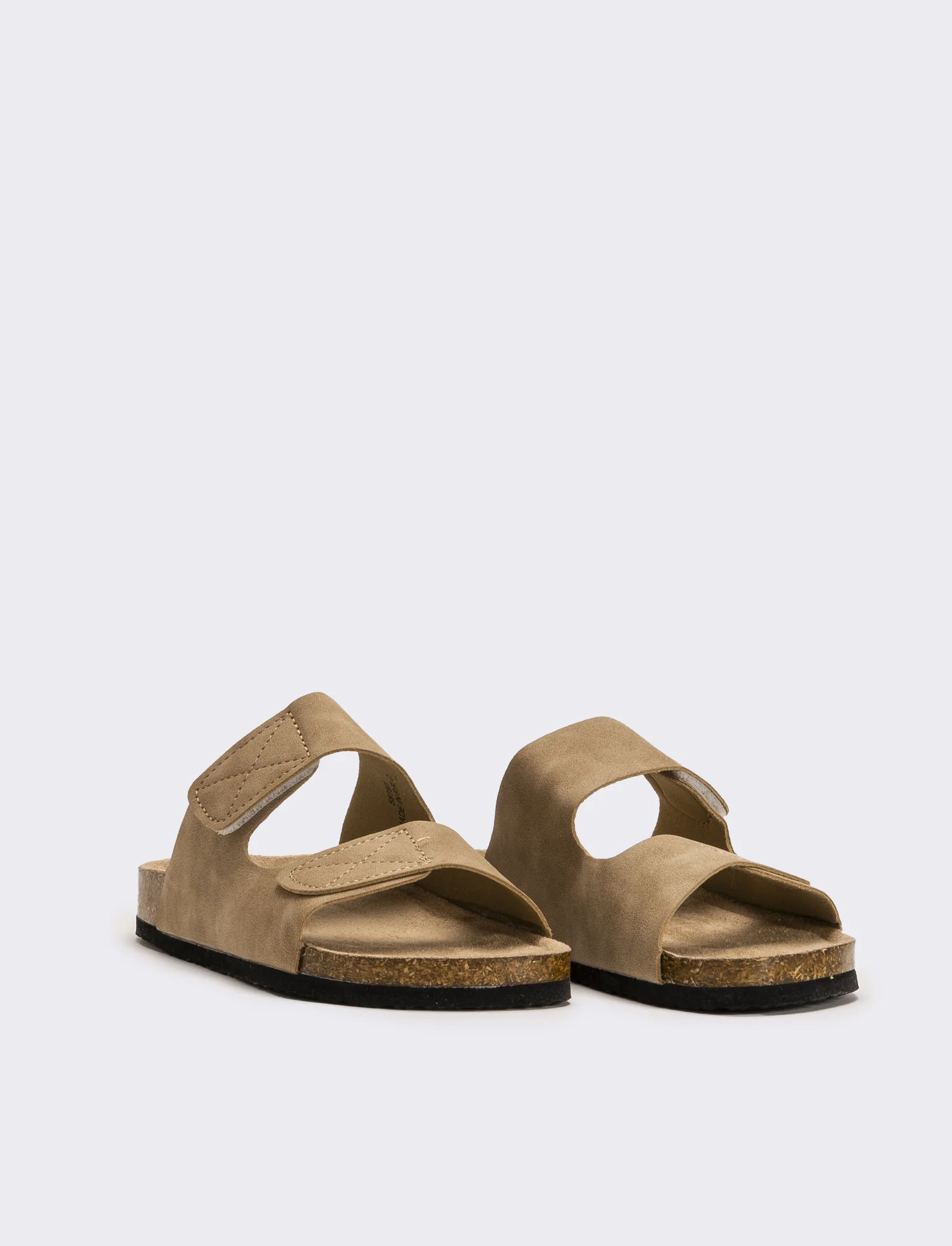 Sandalo con doppia fibbia a strappo da bambino - Beige - Image 2