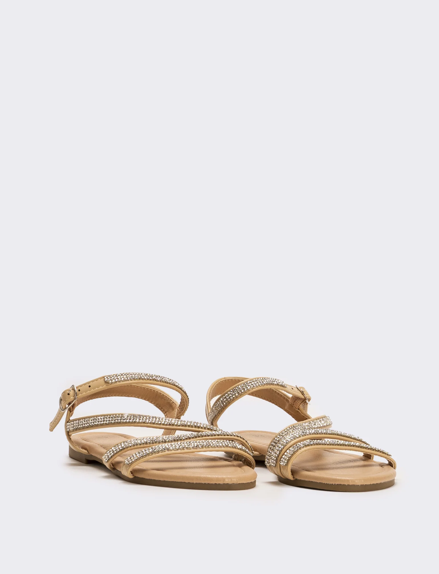Sandalo da bambina con strass - Beige - Image 2