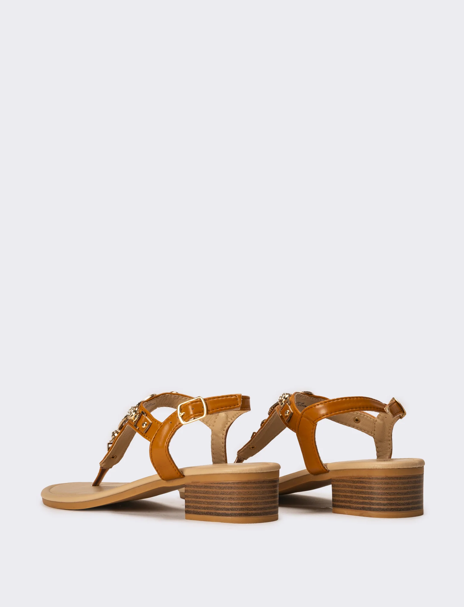 Sandalo da donna con applicazione - Cuoio - Image 3