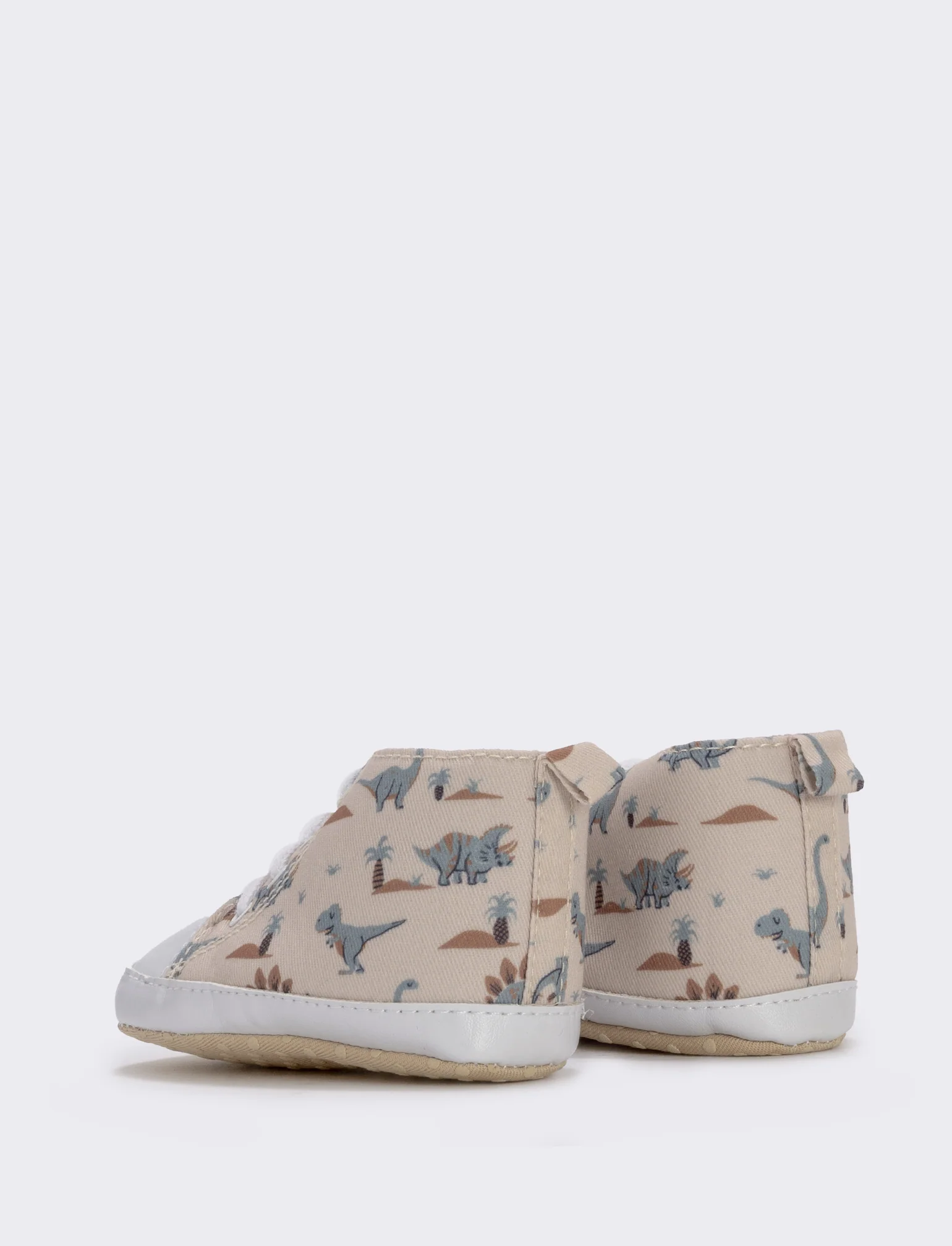 Scarpa a collo alto beige con dinosauri - Beige - Image 4