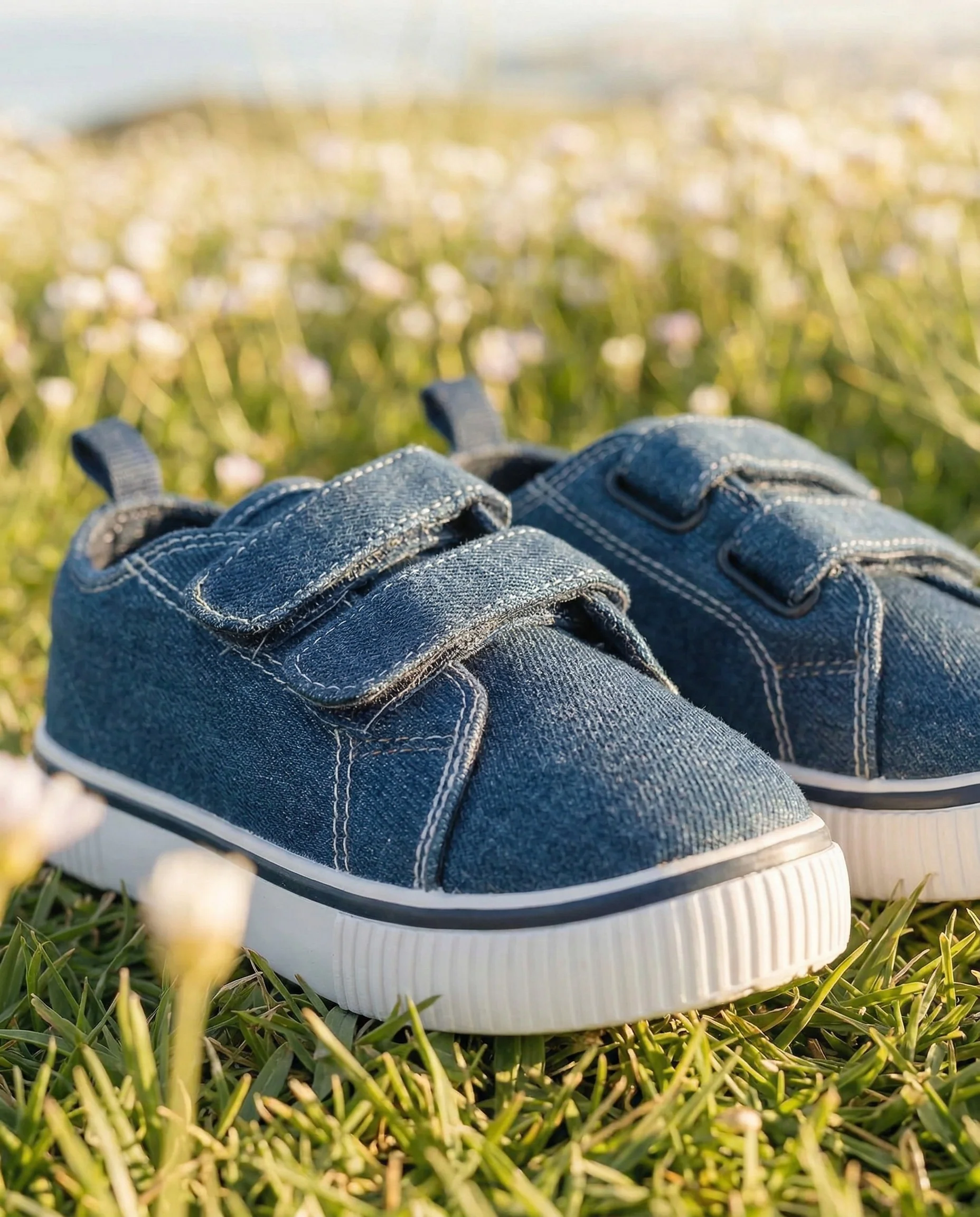 Scarpa in denim con doppio strappo bambino - Denim - Image 3