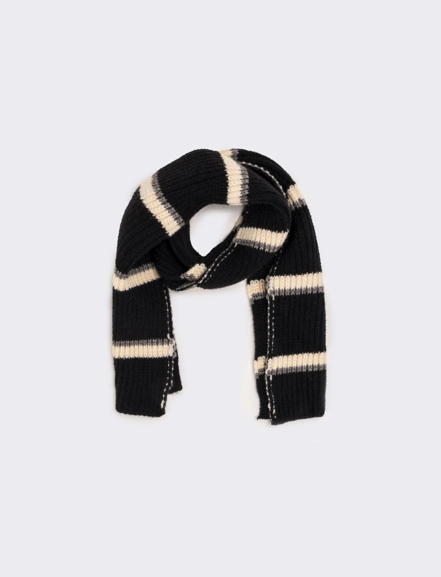 Sciarpa a righe in maglia bambino - Nero