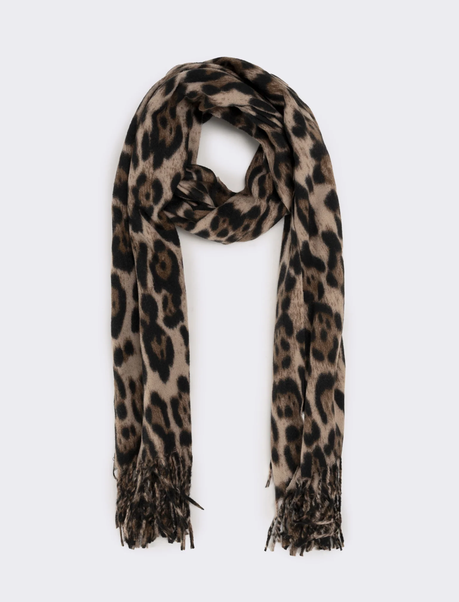 Sciarpa donna stampa animalier - Marrone