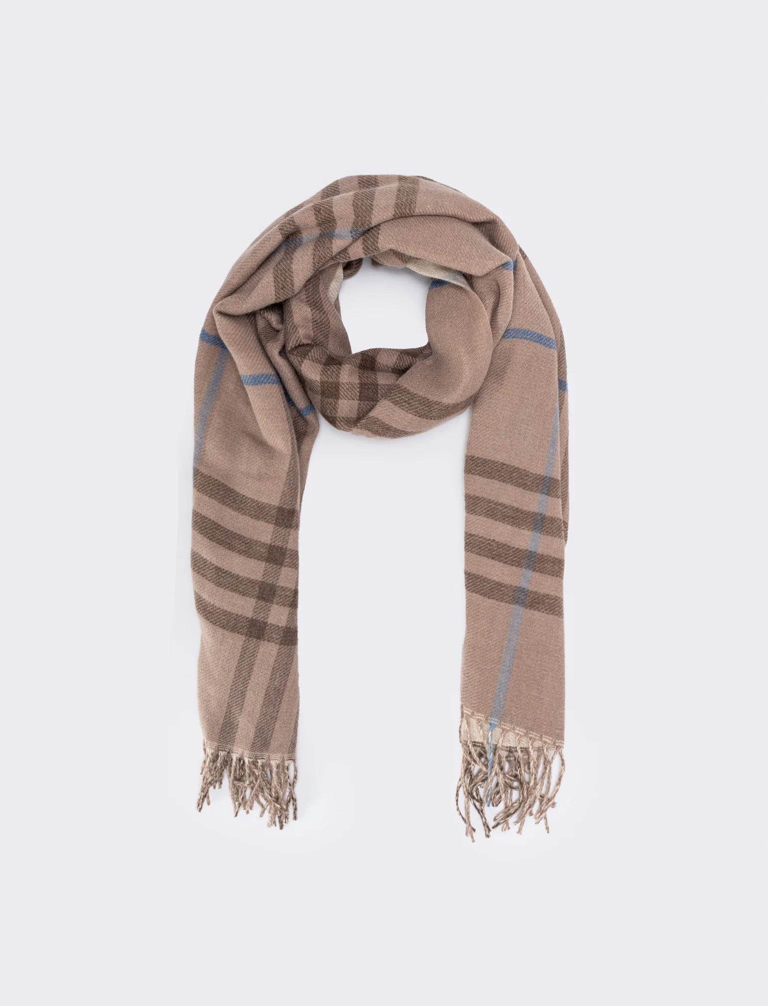 Sciarpa double face con frange - Beige