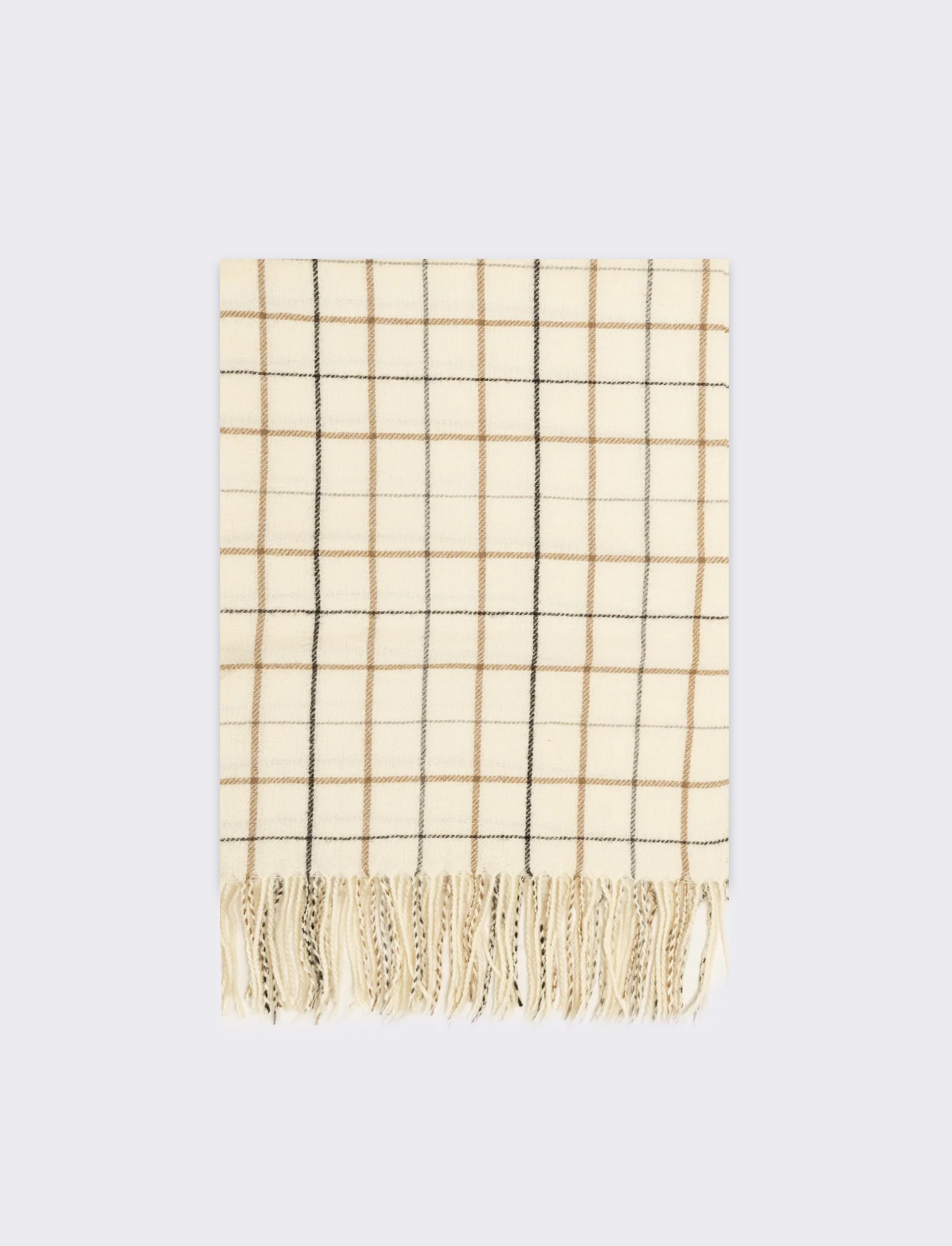 Sciarpa quadri con frange peso medio uomo - Beige - Image 2